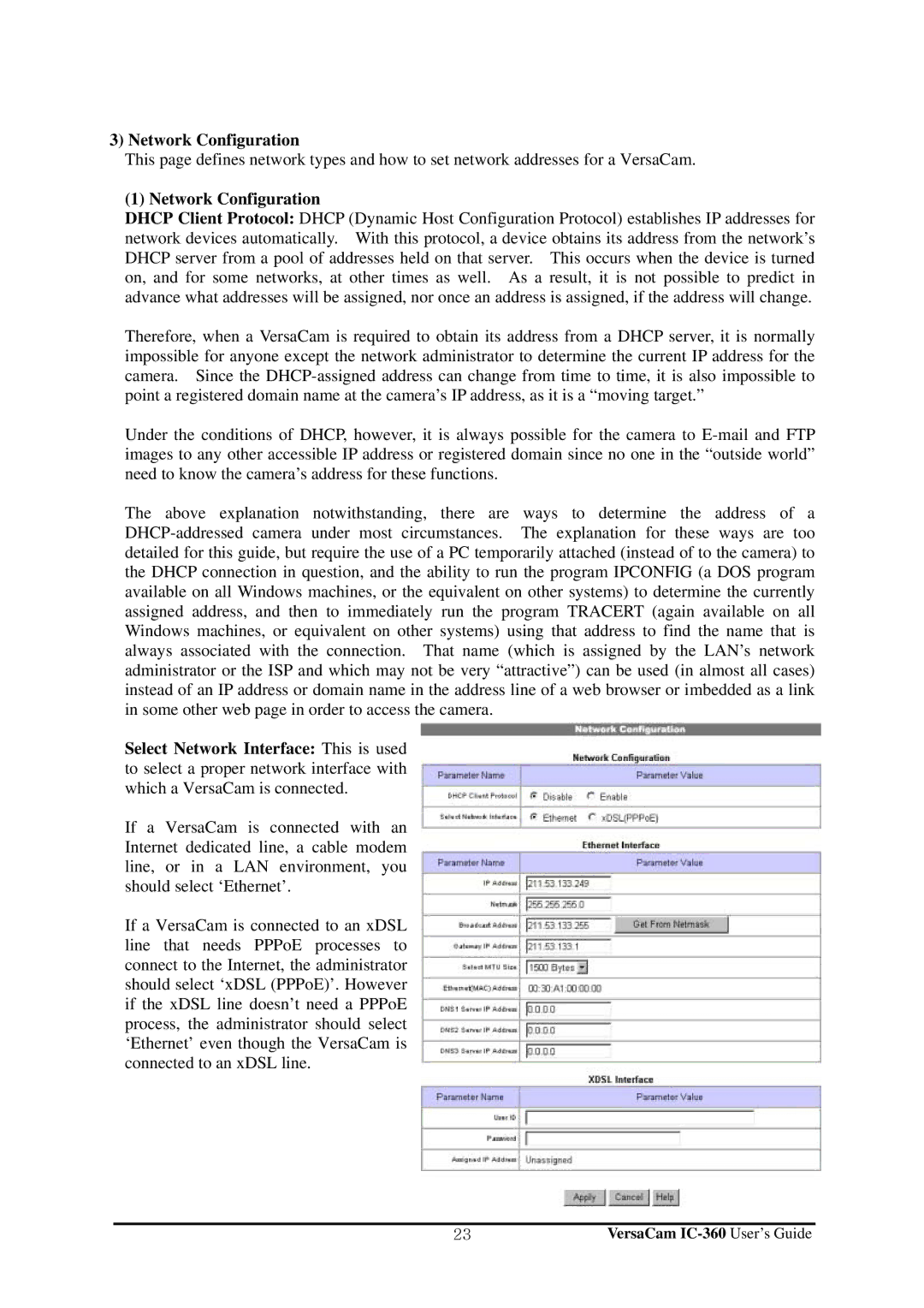 Pentax IC-360 manual Network Configuration 