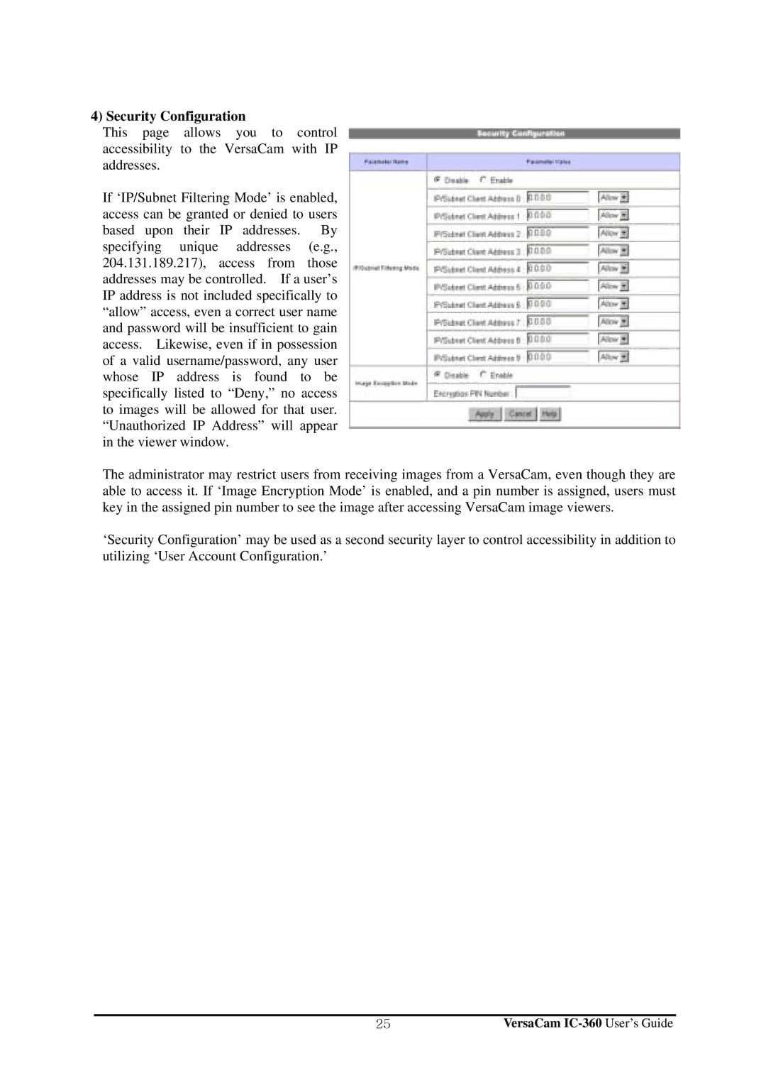 Pentax IC-360 manual Security Configuration 