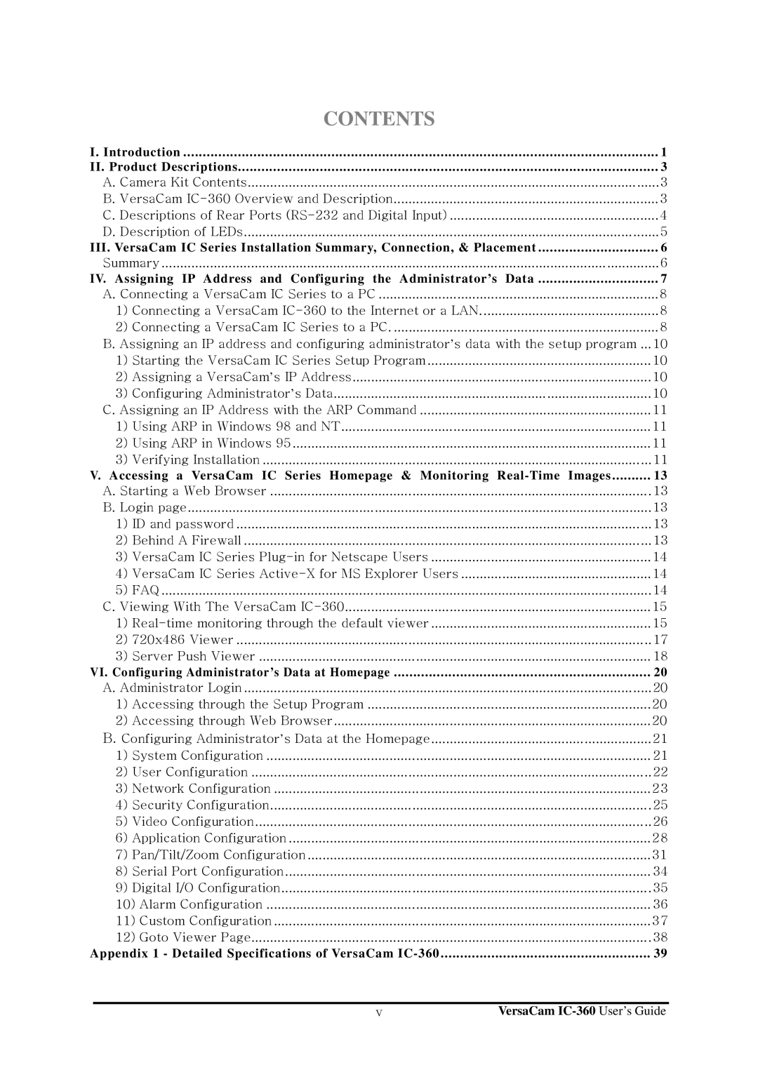 Pentax IC-360 manual Contents 