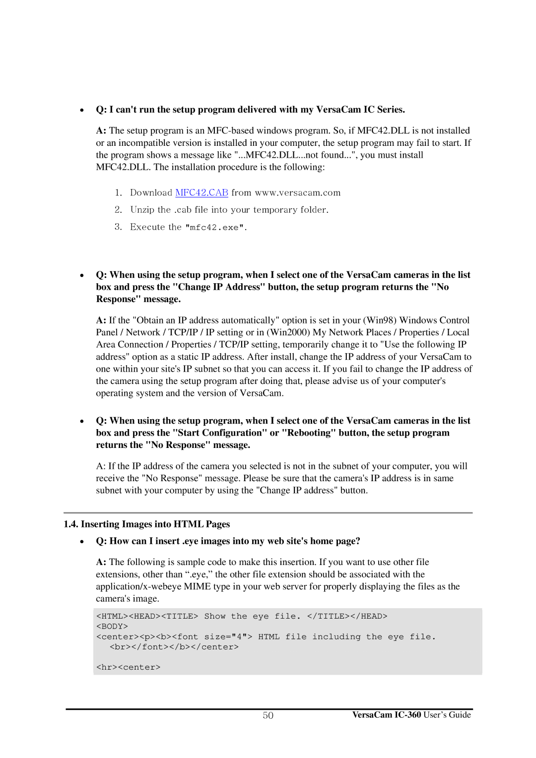 Pentax manual VersaCam IC-360 User’s Guide 