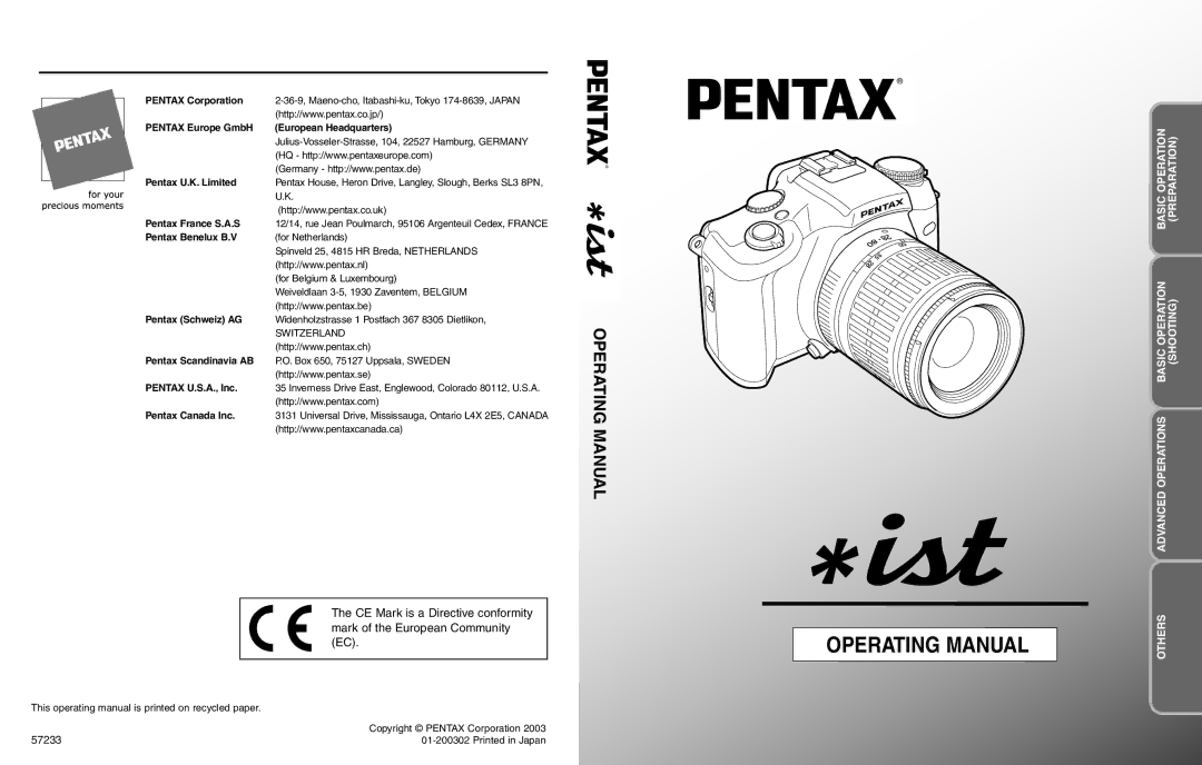 Pentax ist manual Operating Manual 