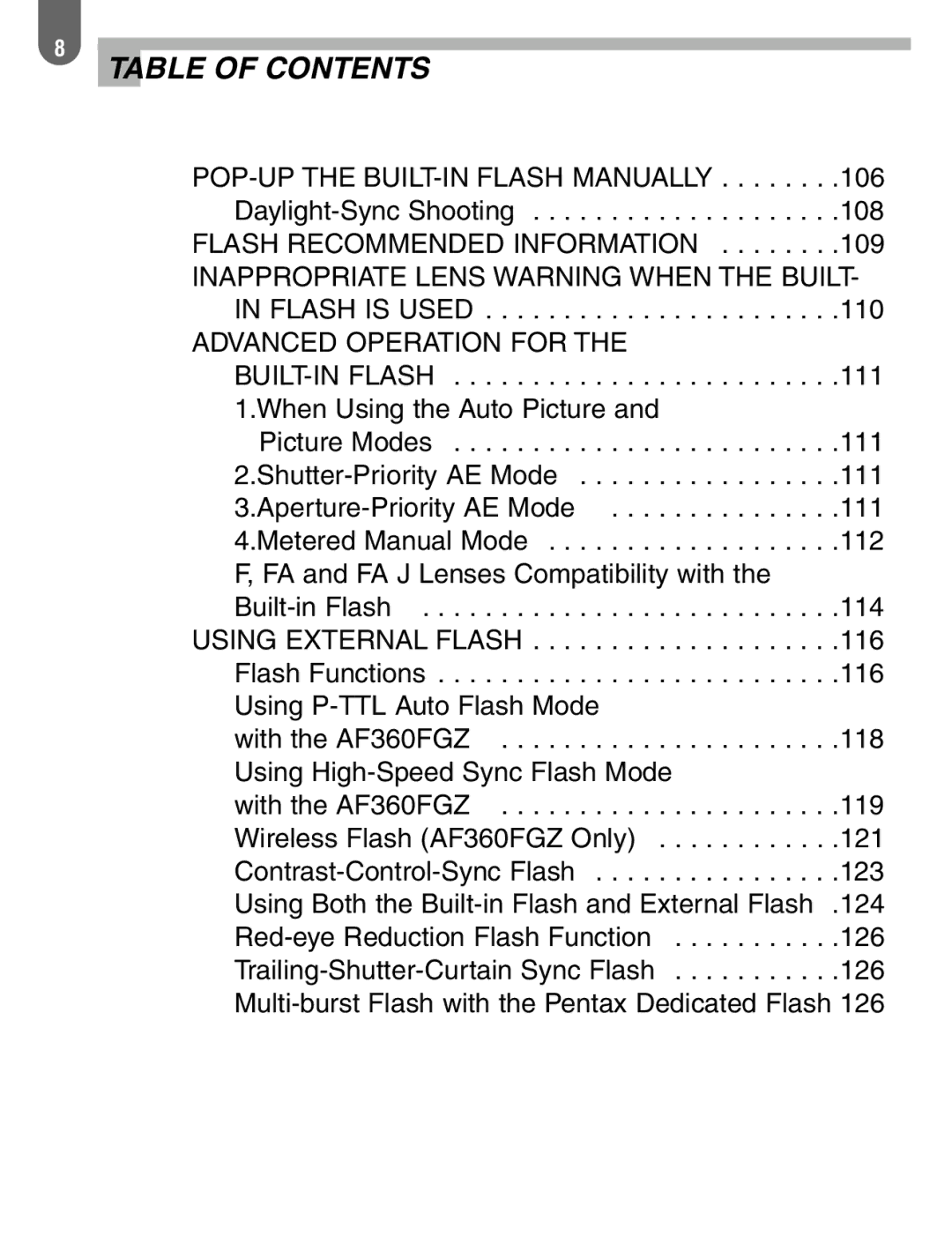 Pentax ist manual POP-UP the BUILT-IN Flash Manually 