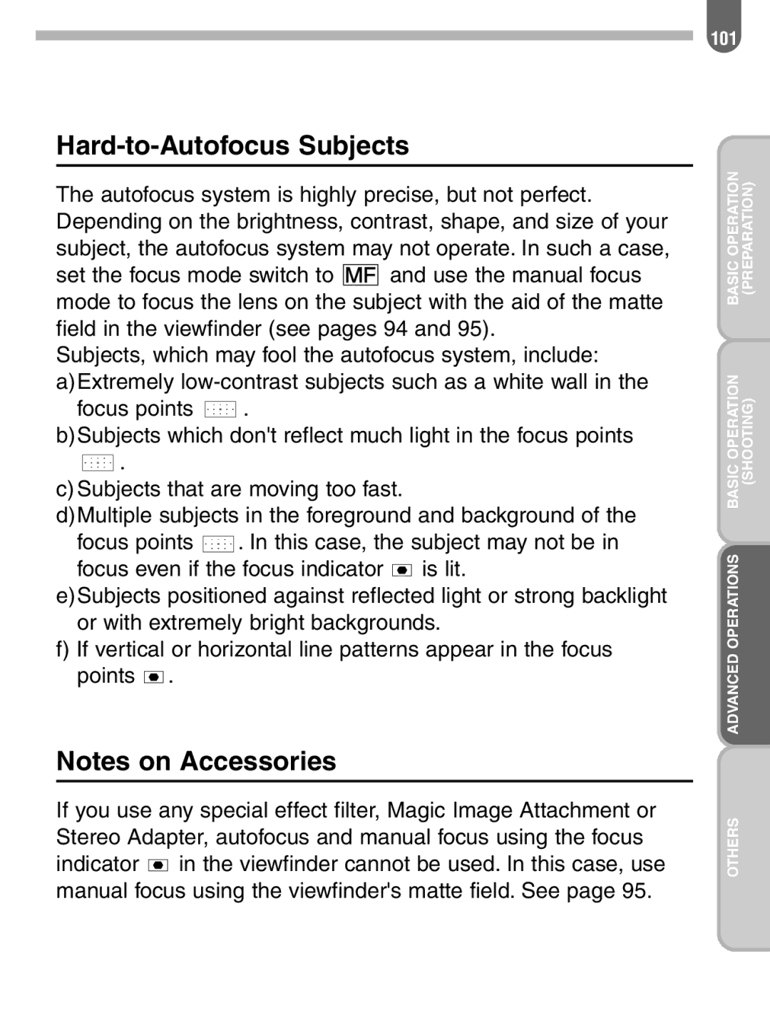 Pentax ist manual Hard-to-Autofocus Subjects 