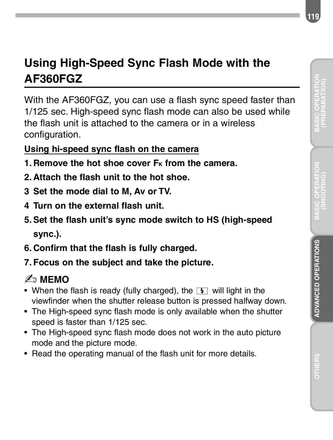 Pentax ist manual Using High-Speed Sync Flash Mode with the AF360FGZ 