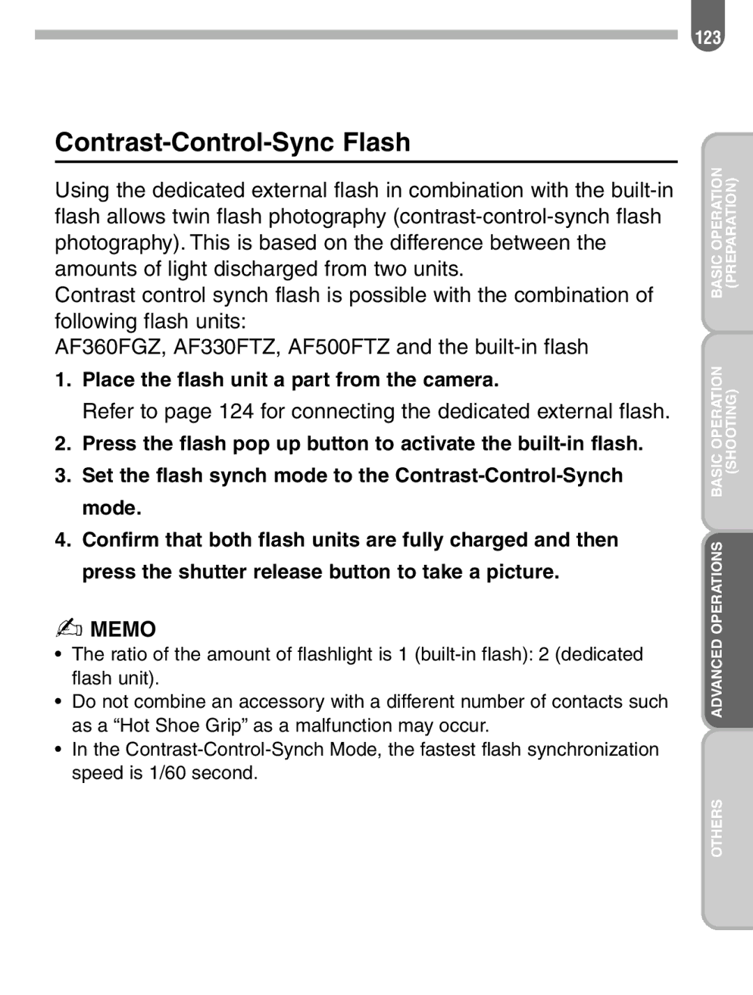 Pentax ist manual Contrast-Control-Sync Flash 