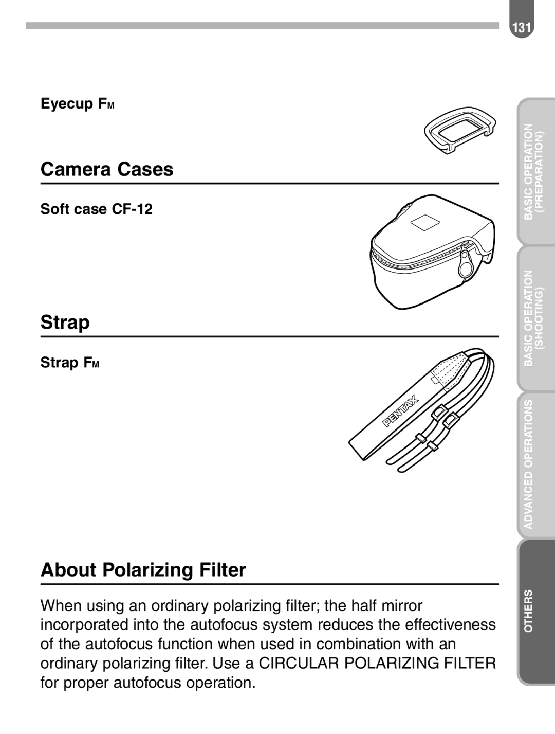 Pentax ist manual Camera Cases, Strap, About Polarizing Filter 