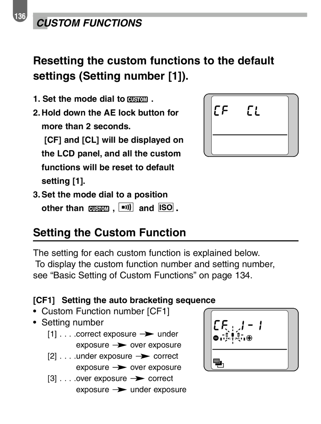 Pentax ist manual Setting the Custom Function, Setting for each custom function is explained below 