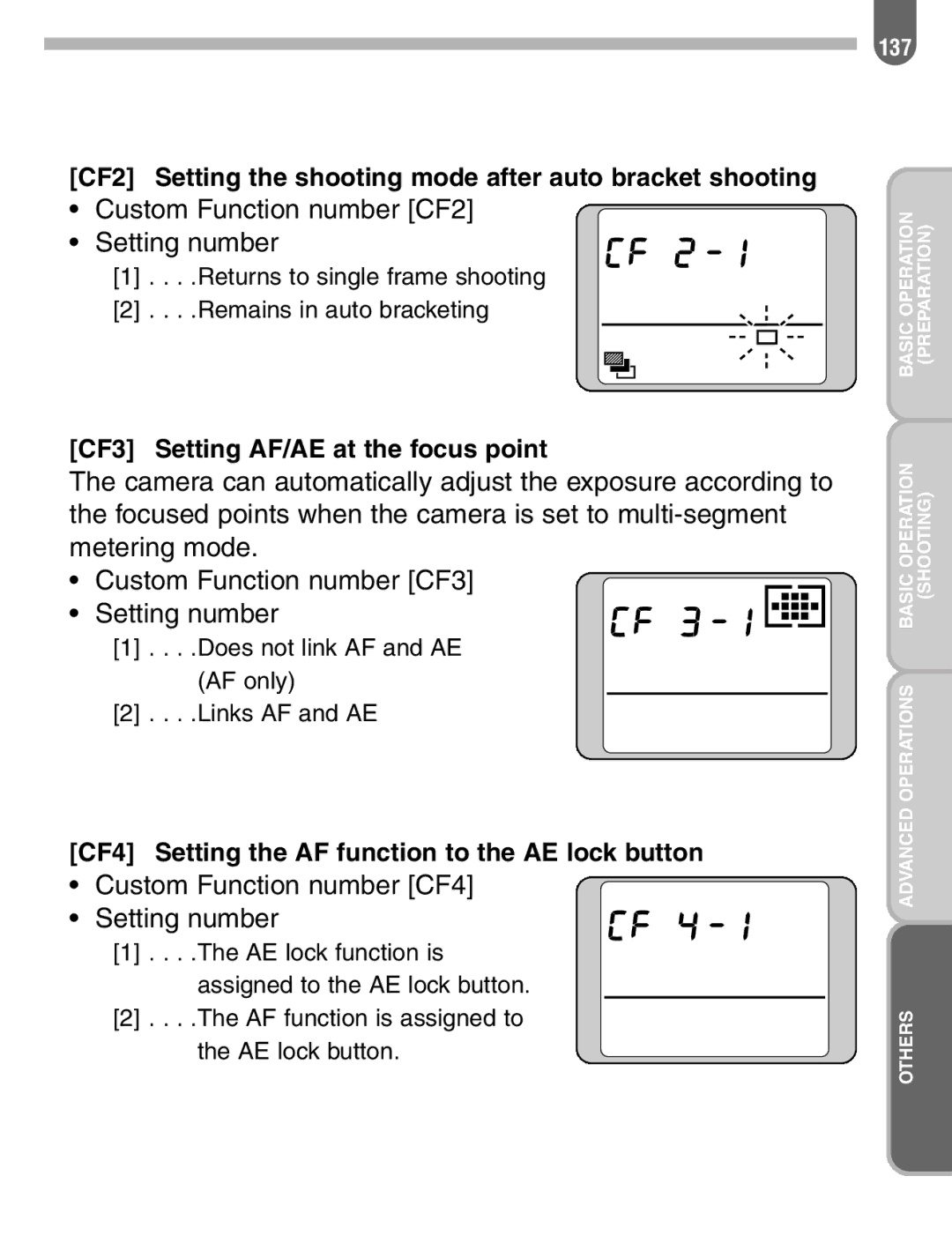 Pentax ist manual Custom Function number CF2 Setting number 