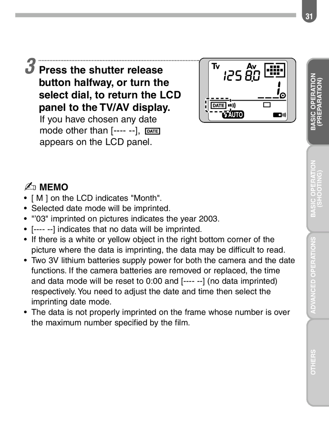 Pentax ist manual Memo 