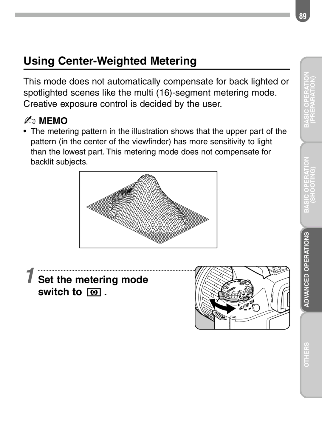 Pentax ist manual Using Center-Weighted Metering 