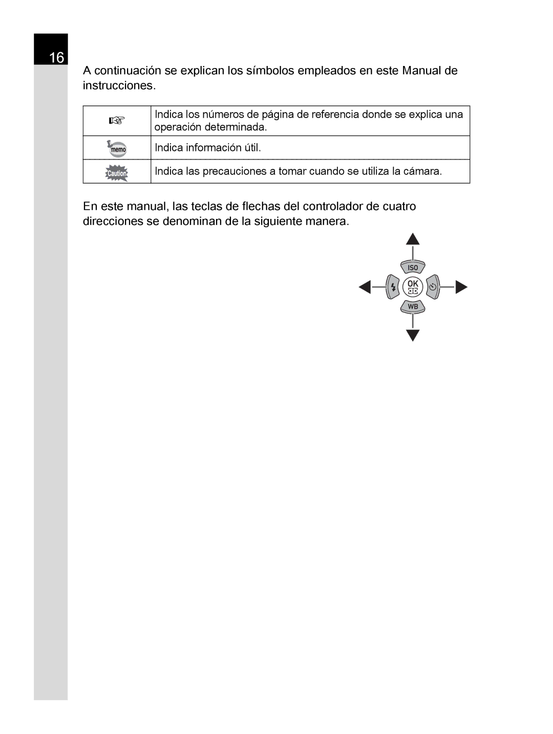 Pentax K-30 Operación determinada, Indica información útil, Indica las precauciones a tomar cuando se utiliza la cámara 