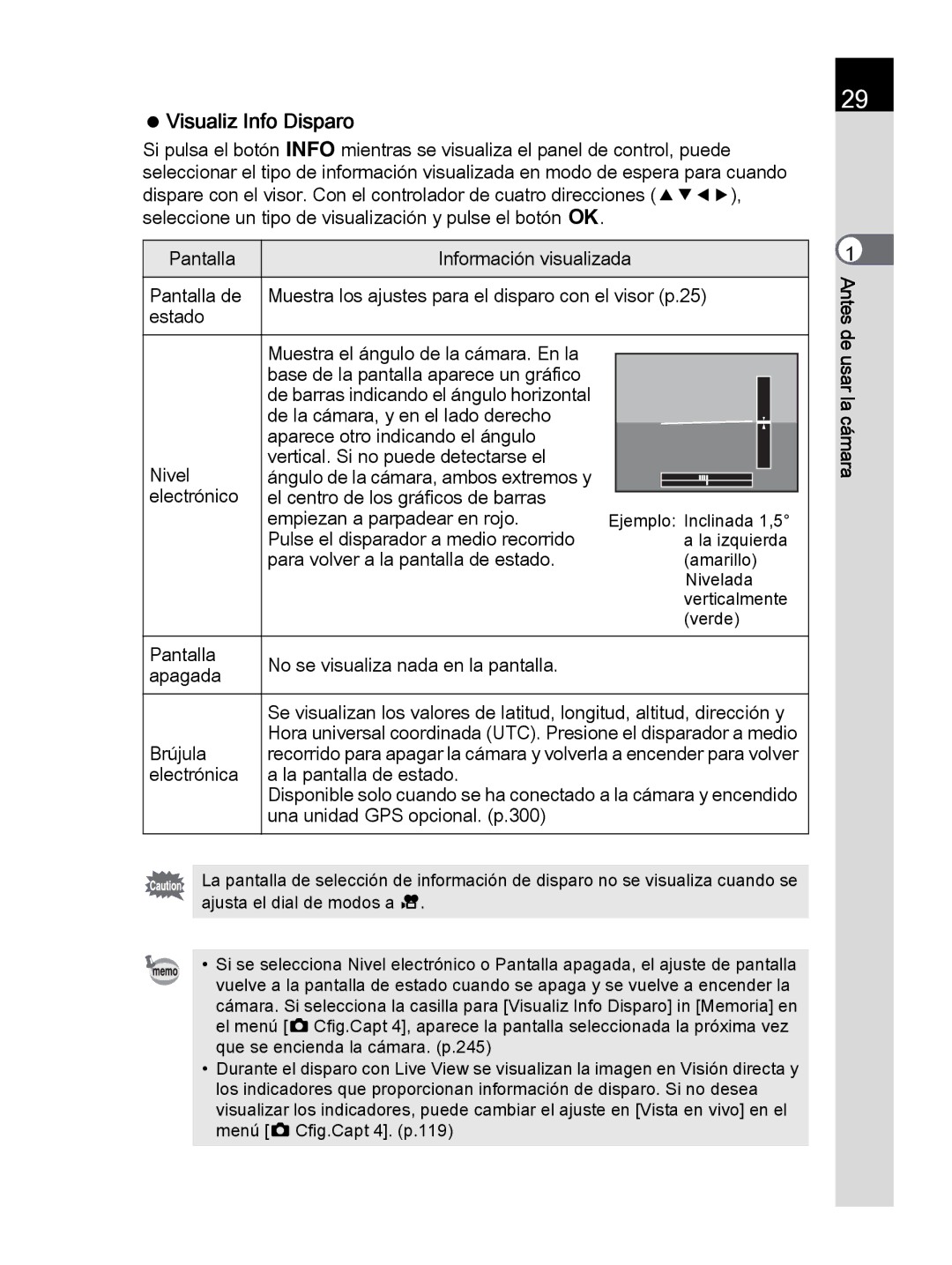 Pentax K-30 manual Visualiz Info Disparo 