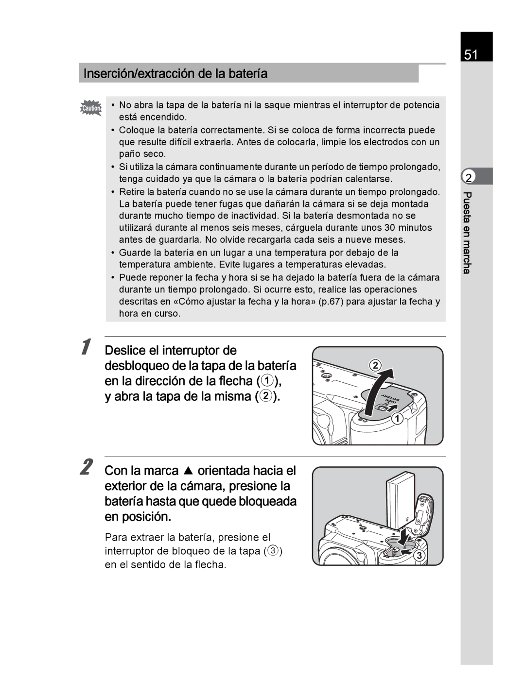 Pentax K-30 manual Inserción/extracción de la batería 