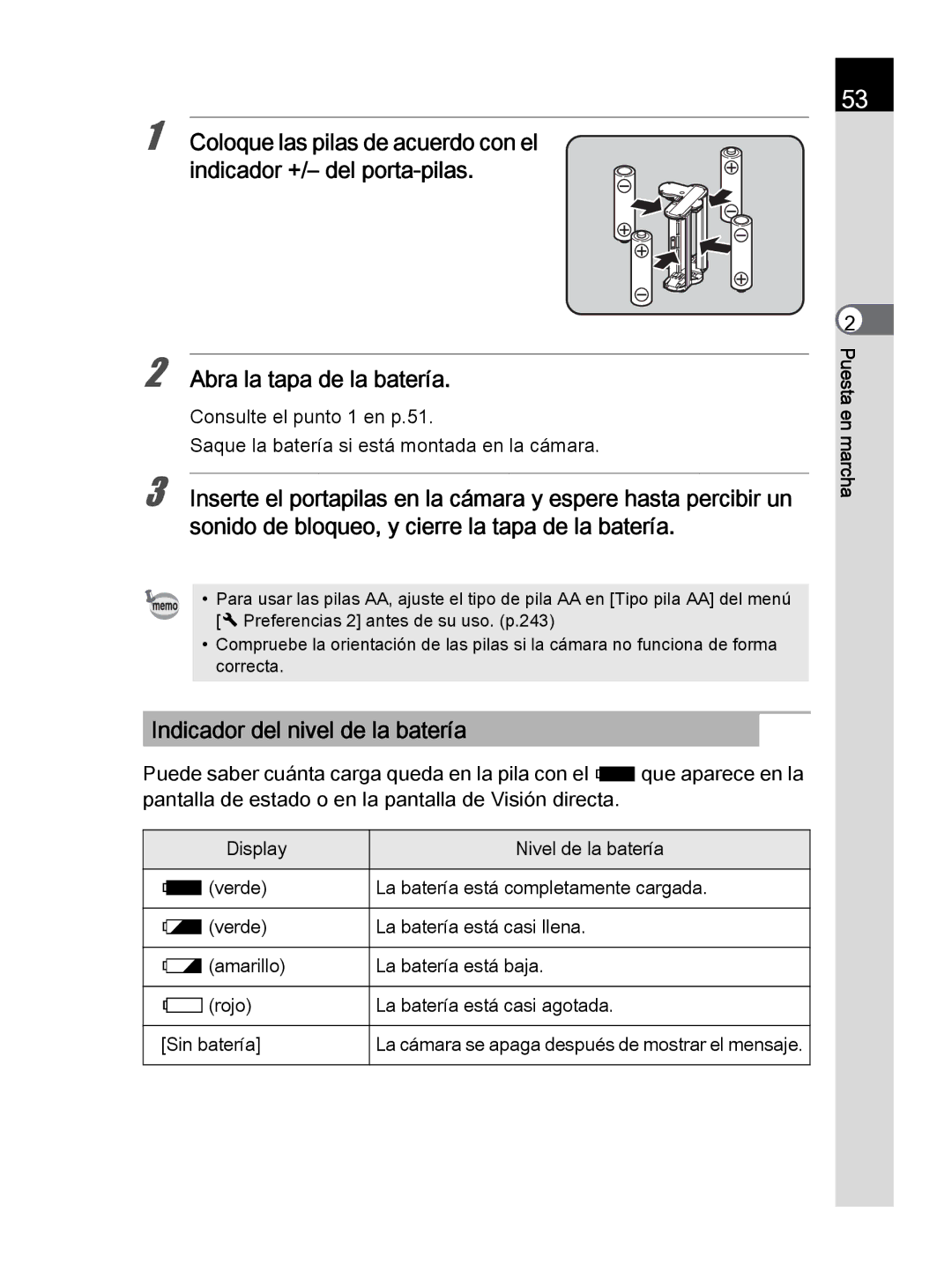 Pentax K-30 manual Indicador del nivel de la batería 