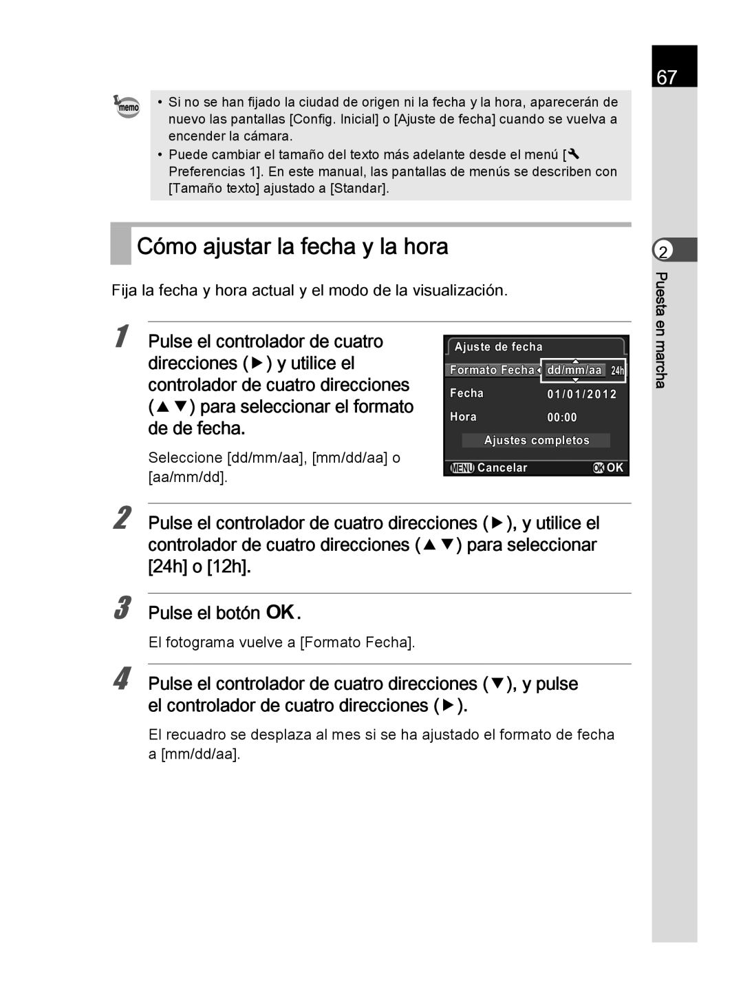 Pentax K-30 manual Cómo ajustar la fecha y la hora, Fija la fecha y hora actual y el modo de la visualización 