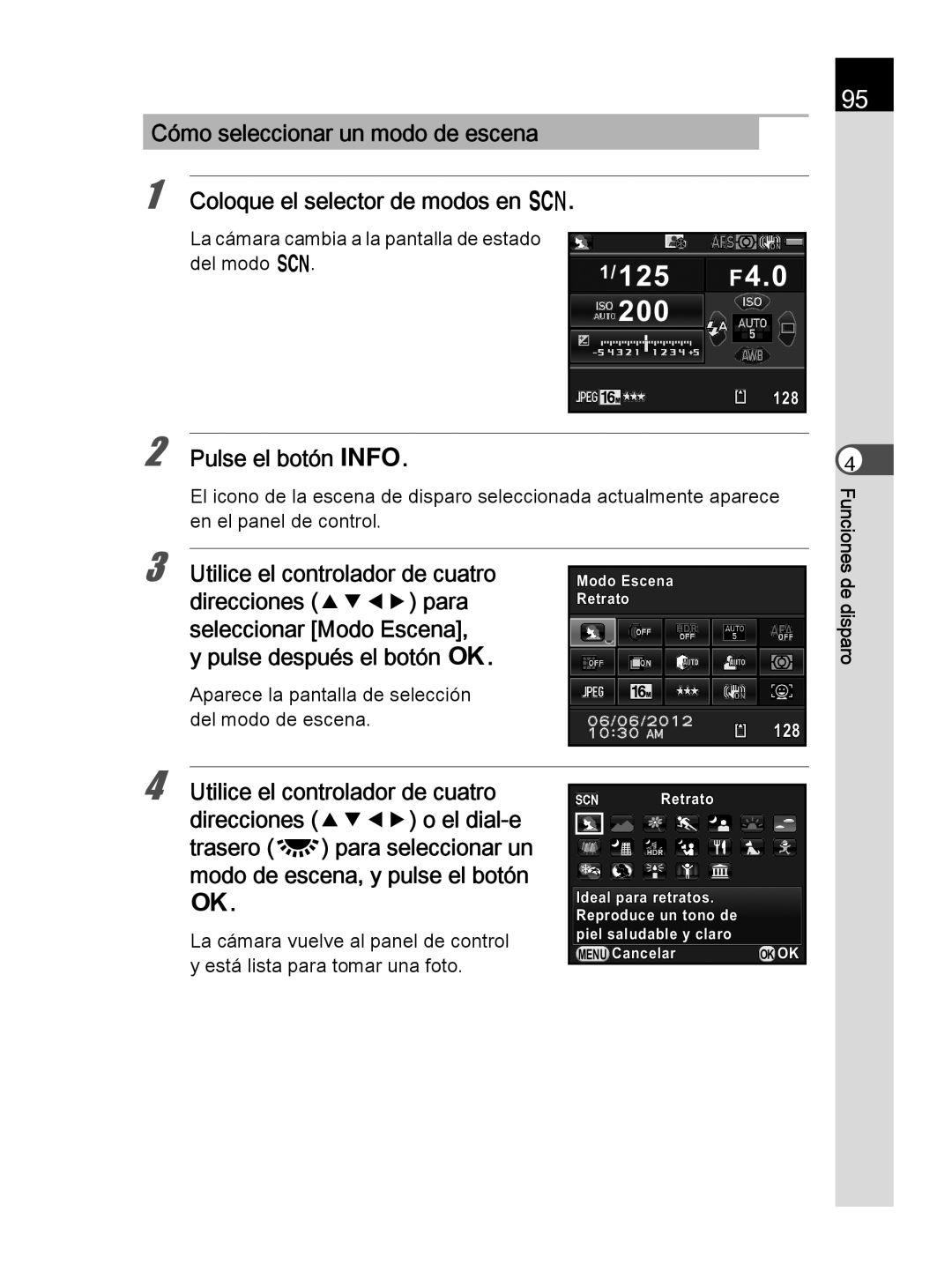 Pentax K-30 manual Pulse el botón M, La cámara cambia a la pantalla de estado del modo H 