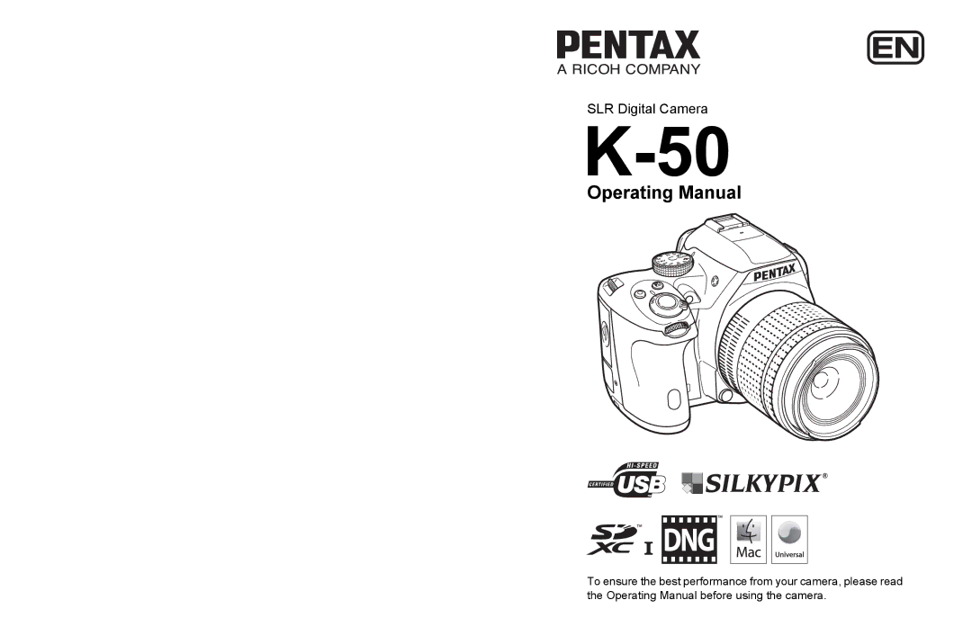 Pentax K-50 specifications Operating Manual 