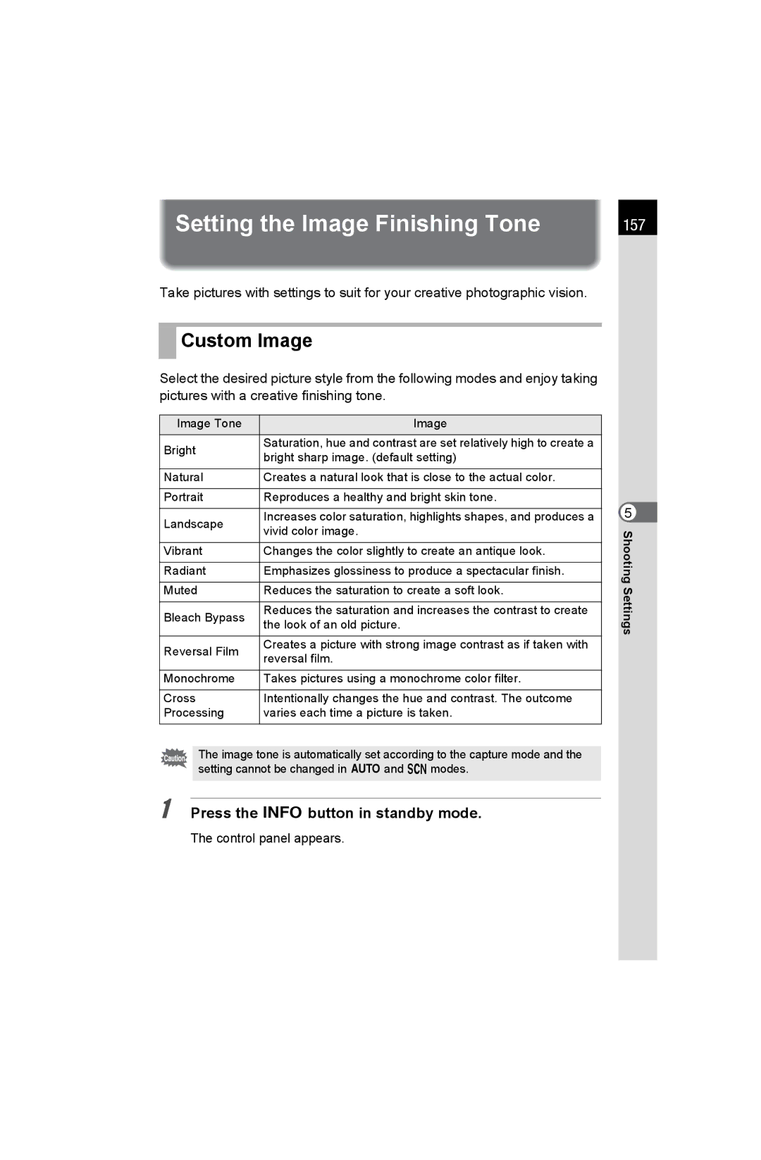 Pentax K-50 specifications Setting the Image Finishing Tone, Custom Image, 157 