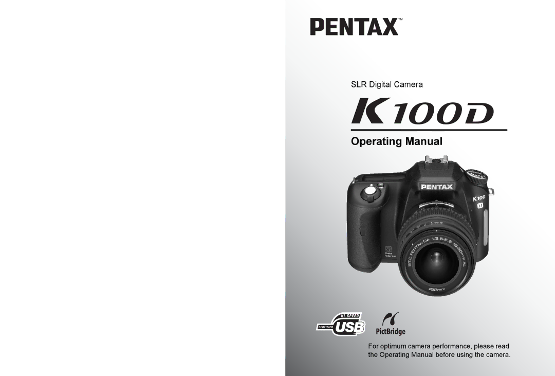 Pentax K100 D specifications Operating Manual 