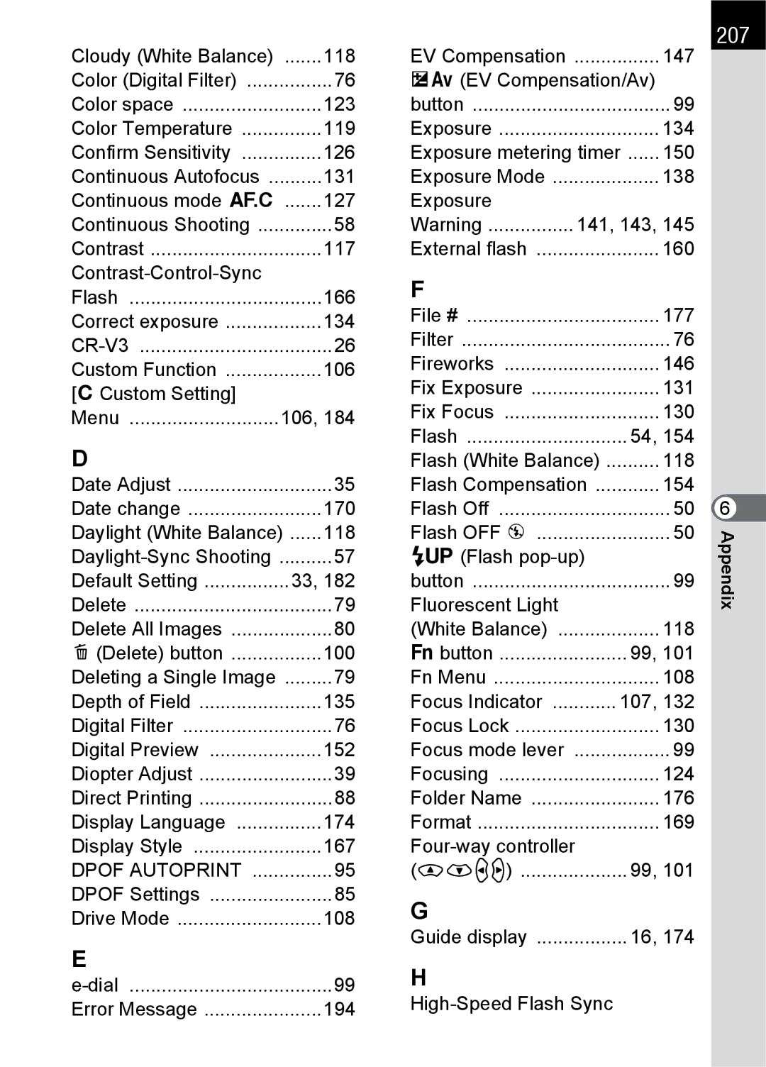 Pentax K100 D specifications 207 