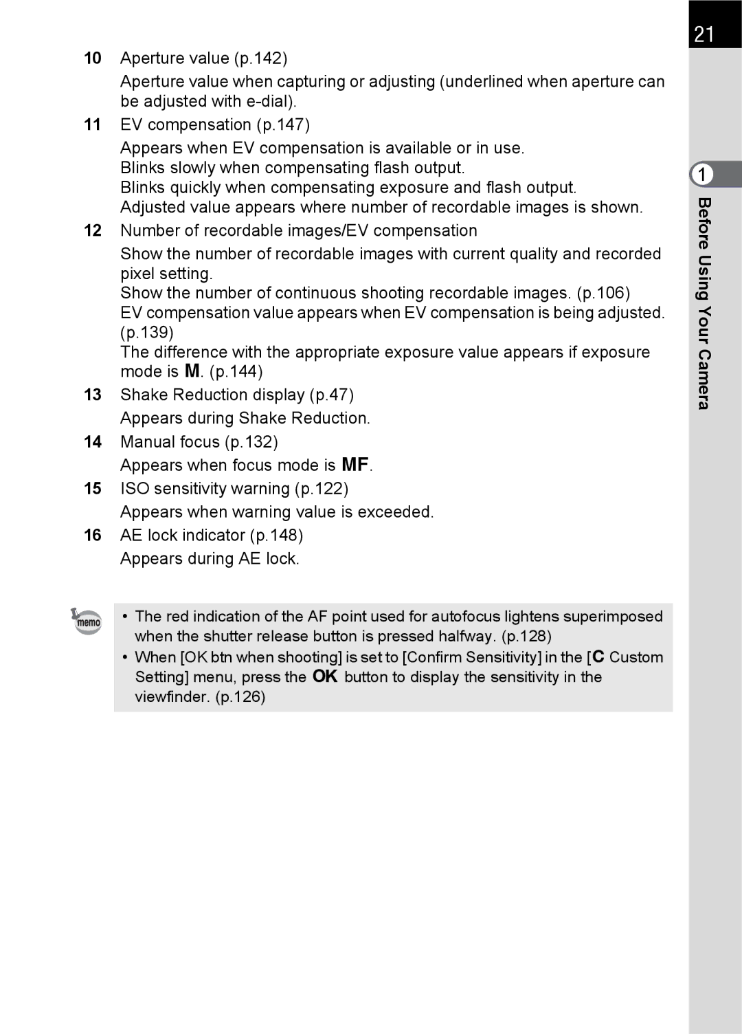 Pentax K100 D specifications Before Using Your Camera 