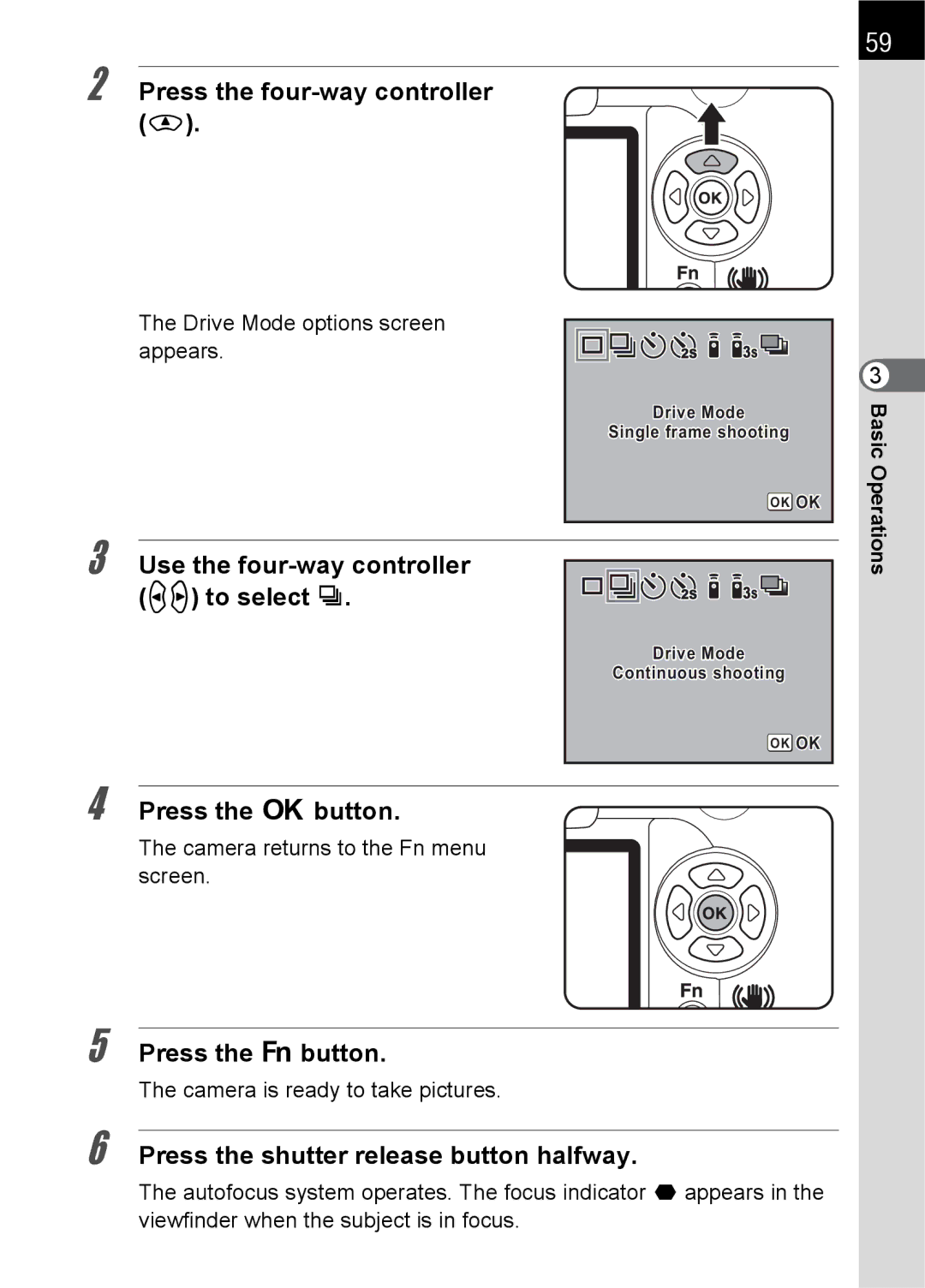 Pentax K100 D specifications Press the four-way controller m, Use the four-way controller op to select j 