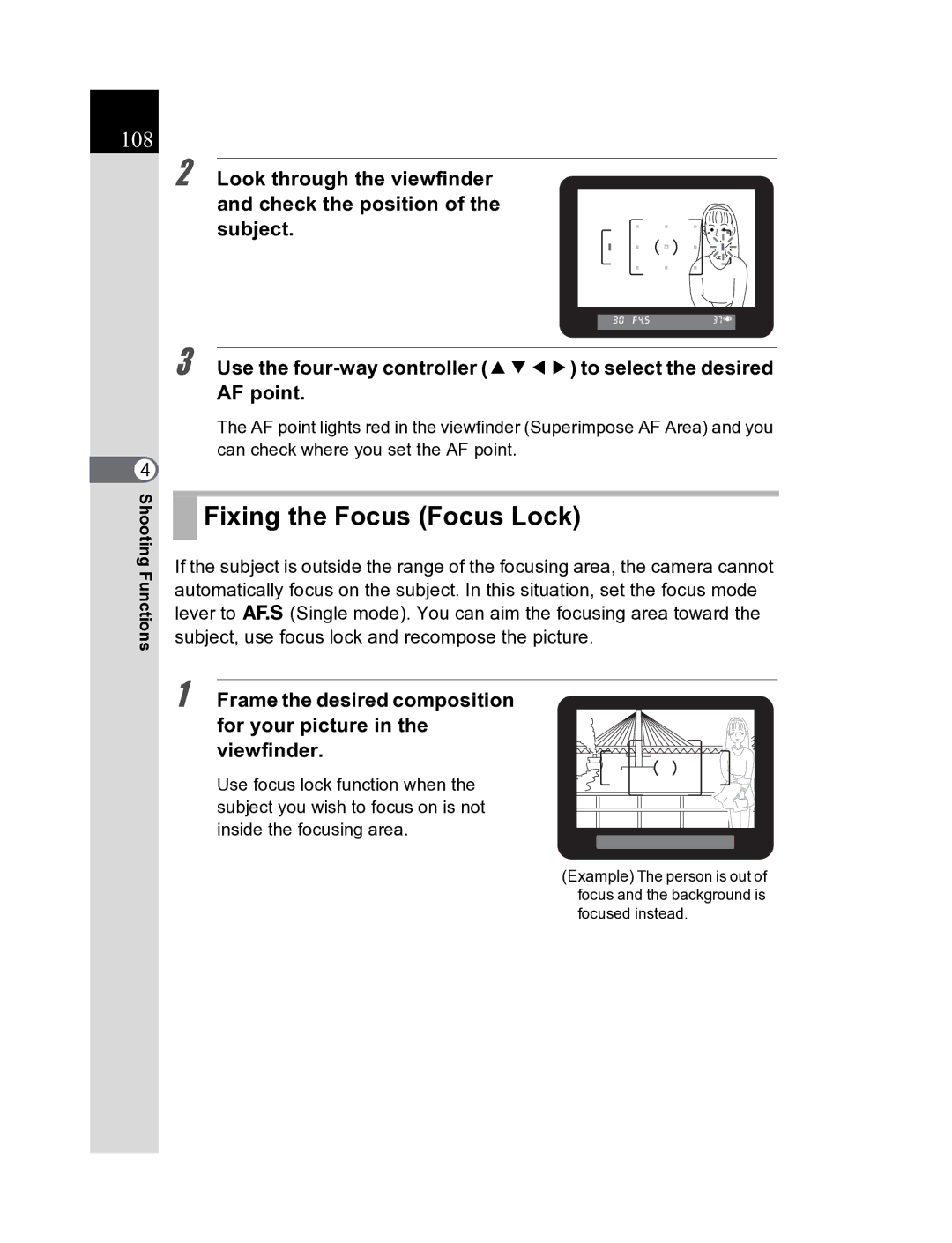 Pentax K20D manual Fixing the Focus Focus Lock, 108 