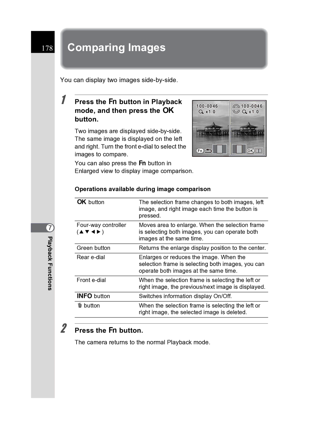 Pentax K20D manual Comparing Images 