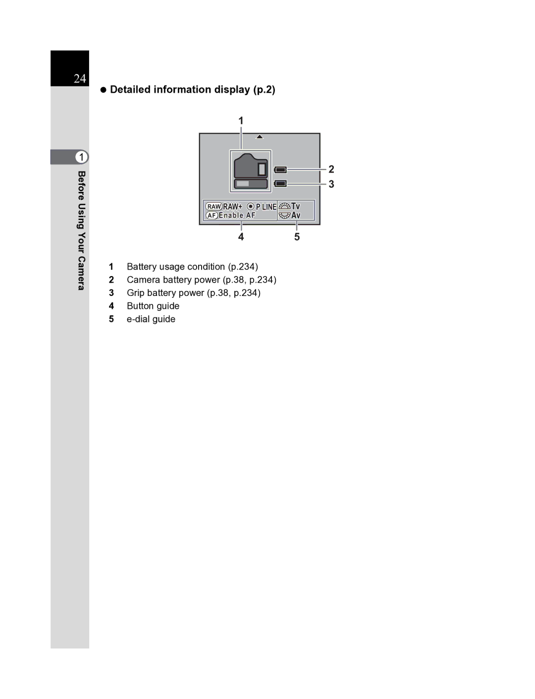 Pentax K20D manual Detailed information display p.2 