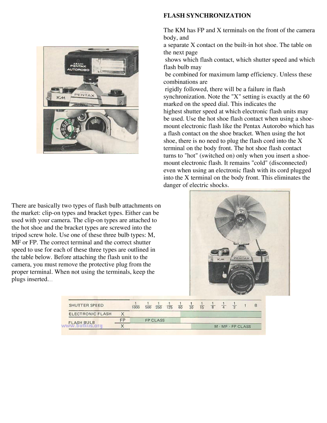 Pentax KM Camera manual Flash Synchronization 