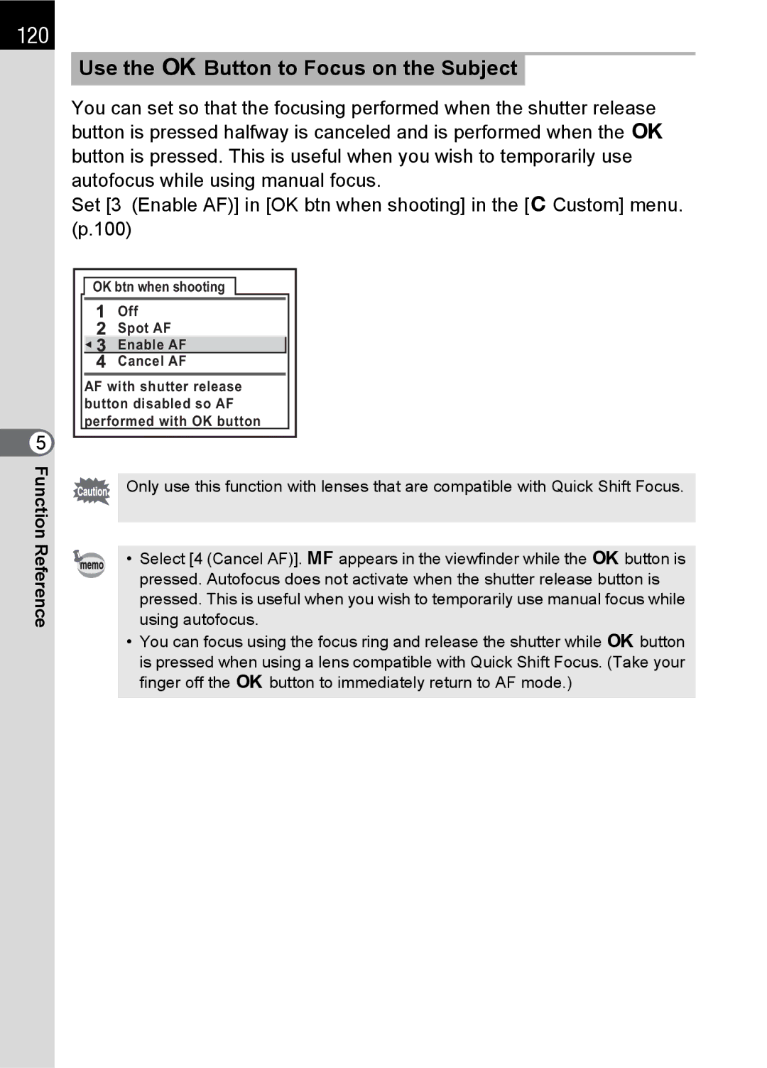 Pentax L specifications 120, Use the 4Button to Focus on the Subject 