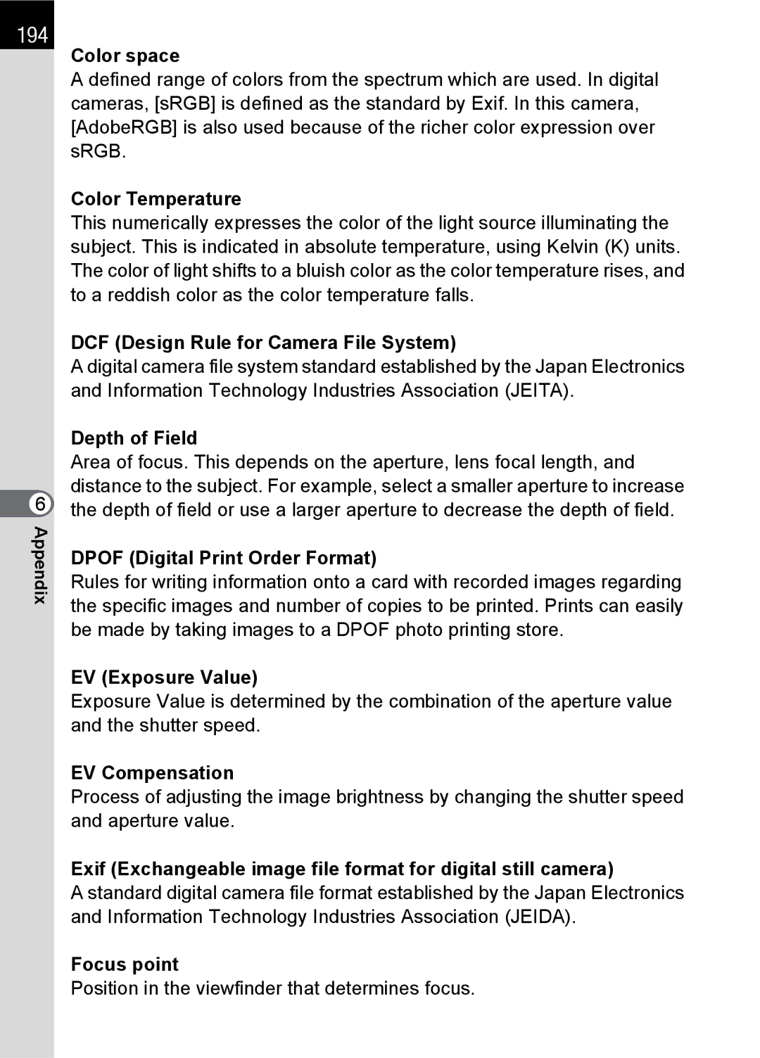 Pentax L specifications 194 