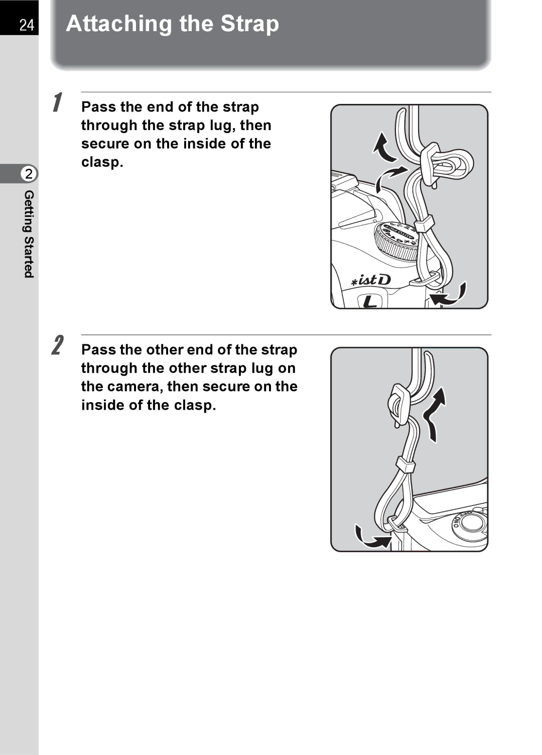 Pentax L specifications Attaching the Strap 