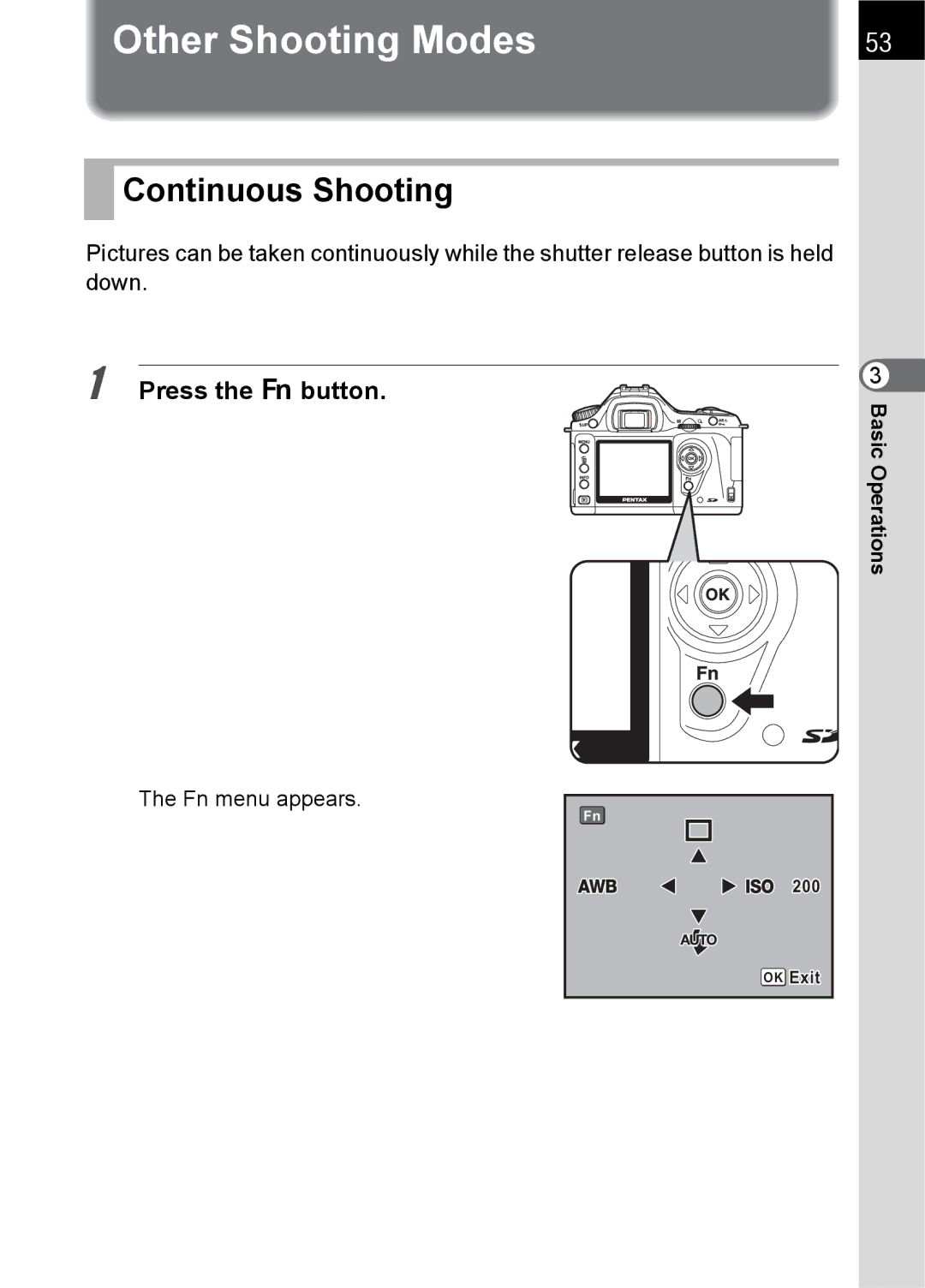 Pentax L specifications Other Shooting Modes, Continuous Shooting 