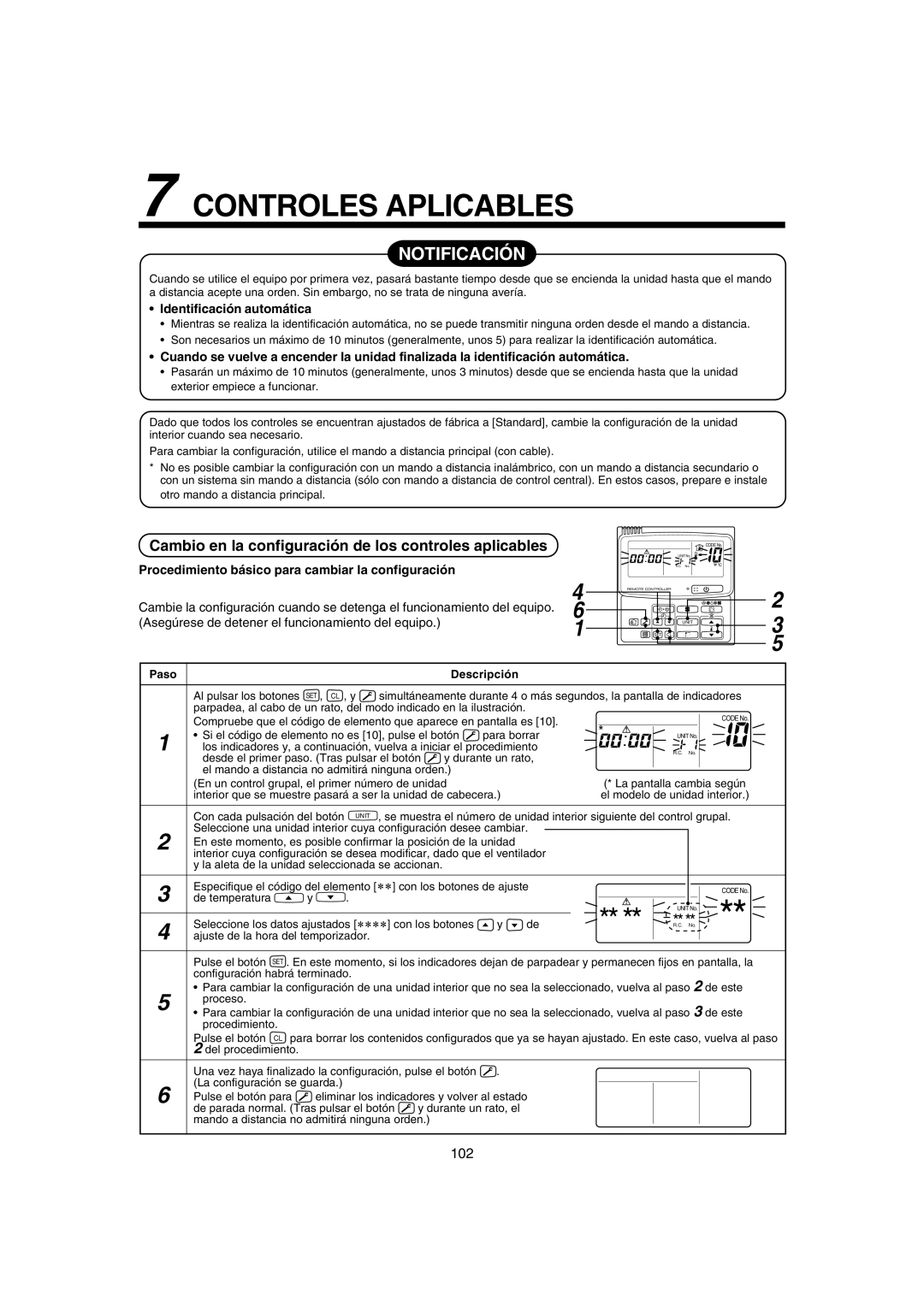 Pentax MMK-AP0121H, MMK-AP0181H Controles Aplicables, Notificación, Cambio en la configuración de los controles aplicables 