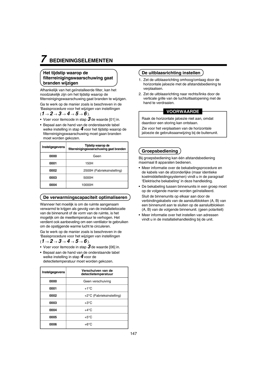 Pentax MMK-AP0121H, MMK-AP0181H Bedieningselementen, De verwarmingscapaciteit optimaliseren, De uitblaasrichting instellen 