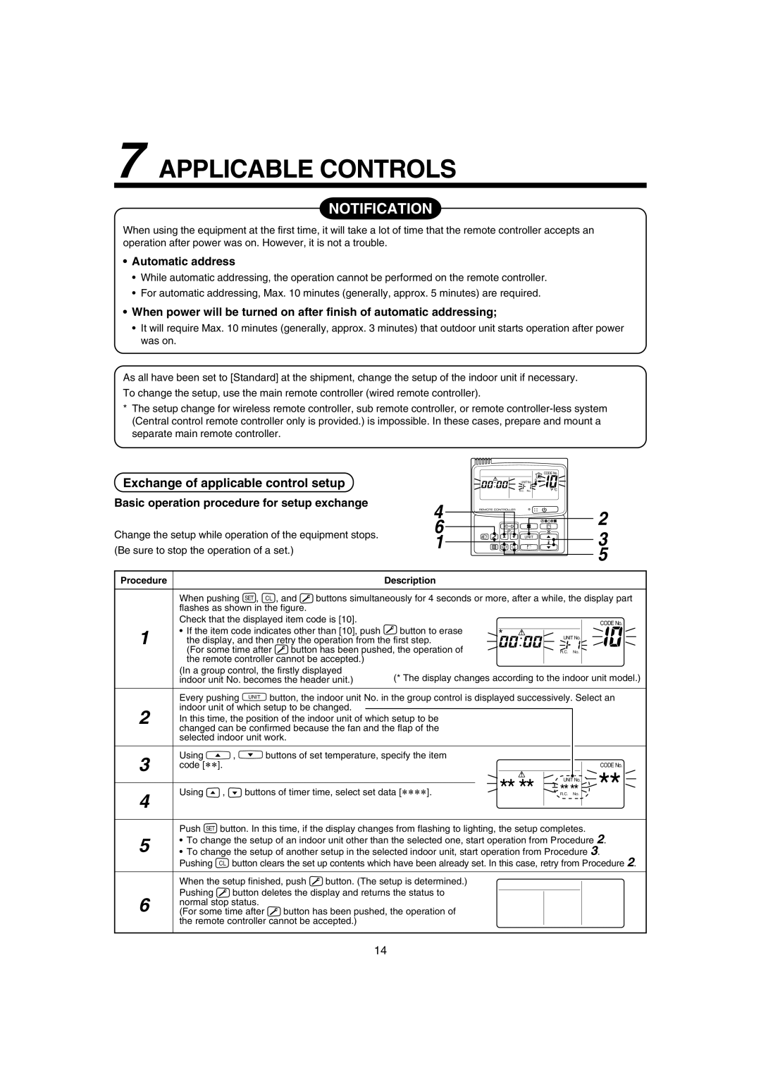 Pentax MMK-AP0071H, MMK-AP0121H Applicable Controls, Notification, Exchange of applicable control setup, Automatic address 