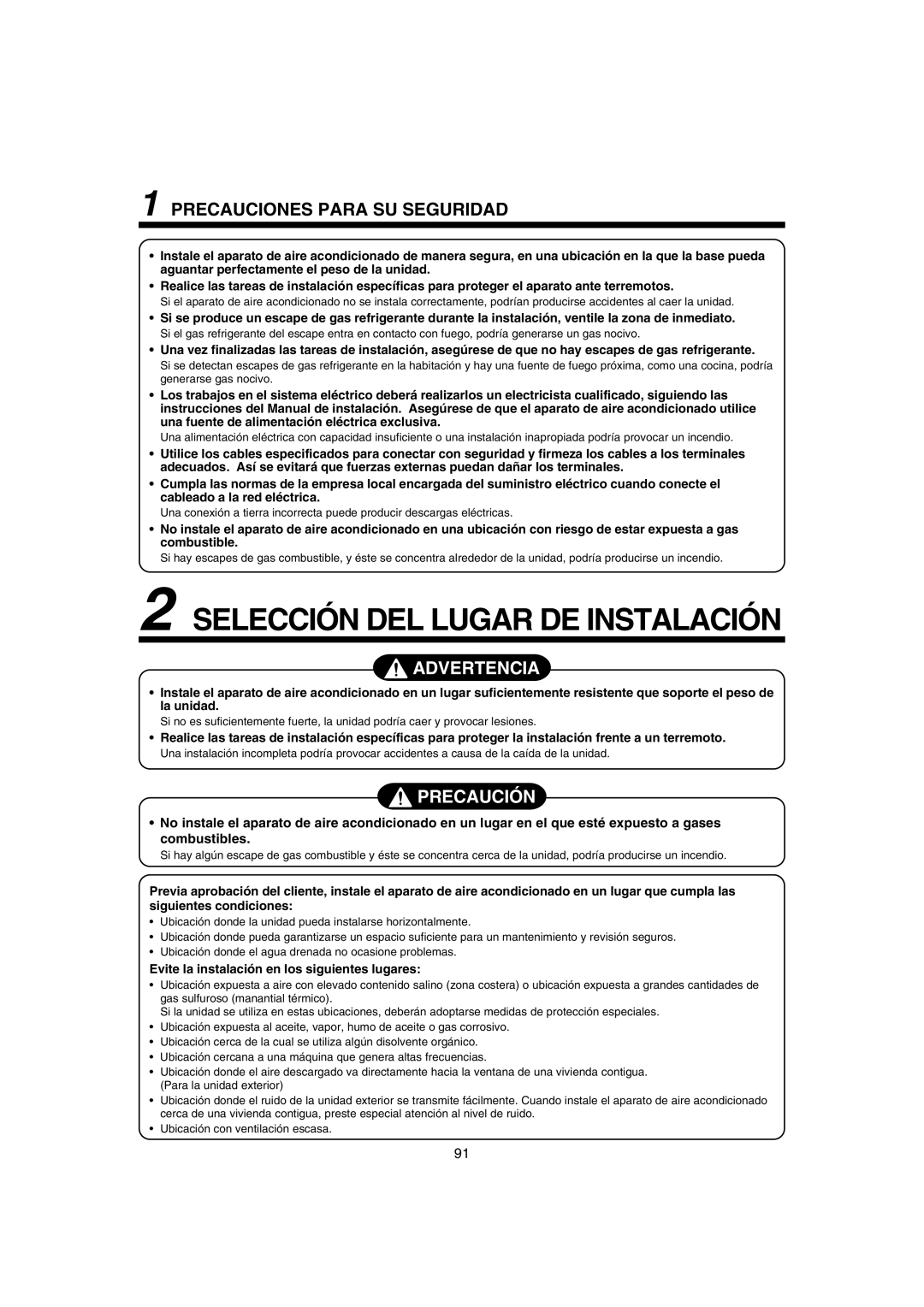 Pentax MMK-AP0181H, MMK-AP0121H, MMK-AP0071H Selección DEL Lugar DE Instalación, Precauciones Para SU Seguridad 