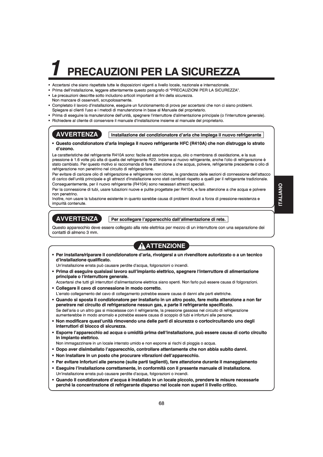 Pentax MMK-AP0071H, MMK-AP0121H, MMK-AP0181H Precauzioni Per La Sicurezza, Avvertenza, Attenzione, Italiano 