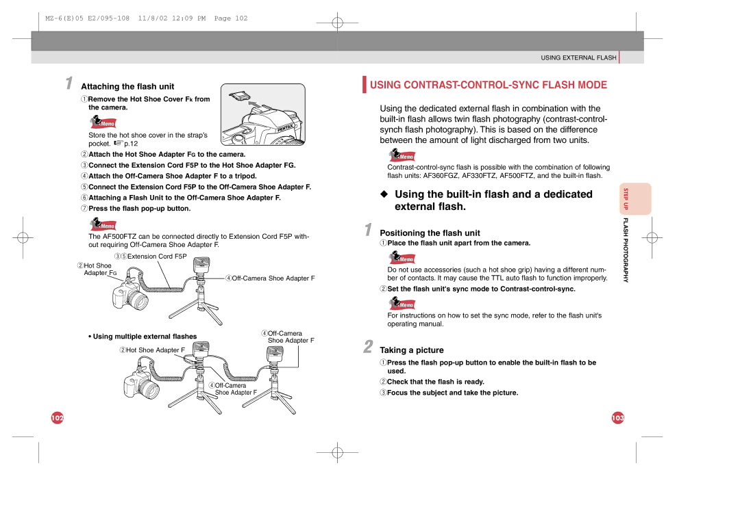 Pentax MZ-6 manual Using the built-in flash and a dedicated, External flash, Positioning the flash unit 