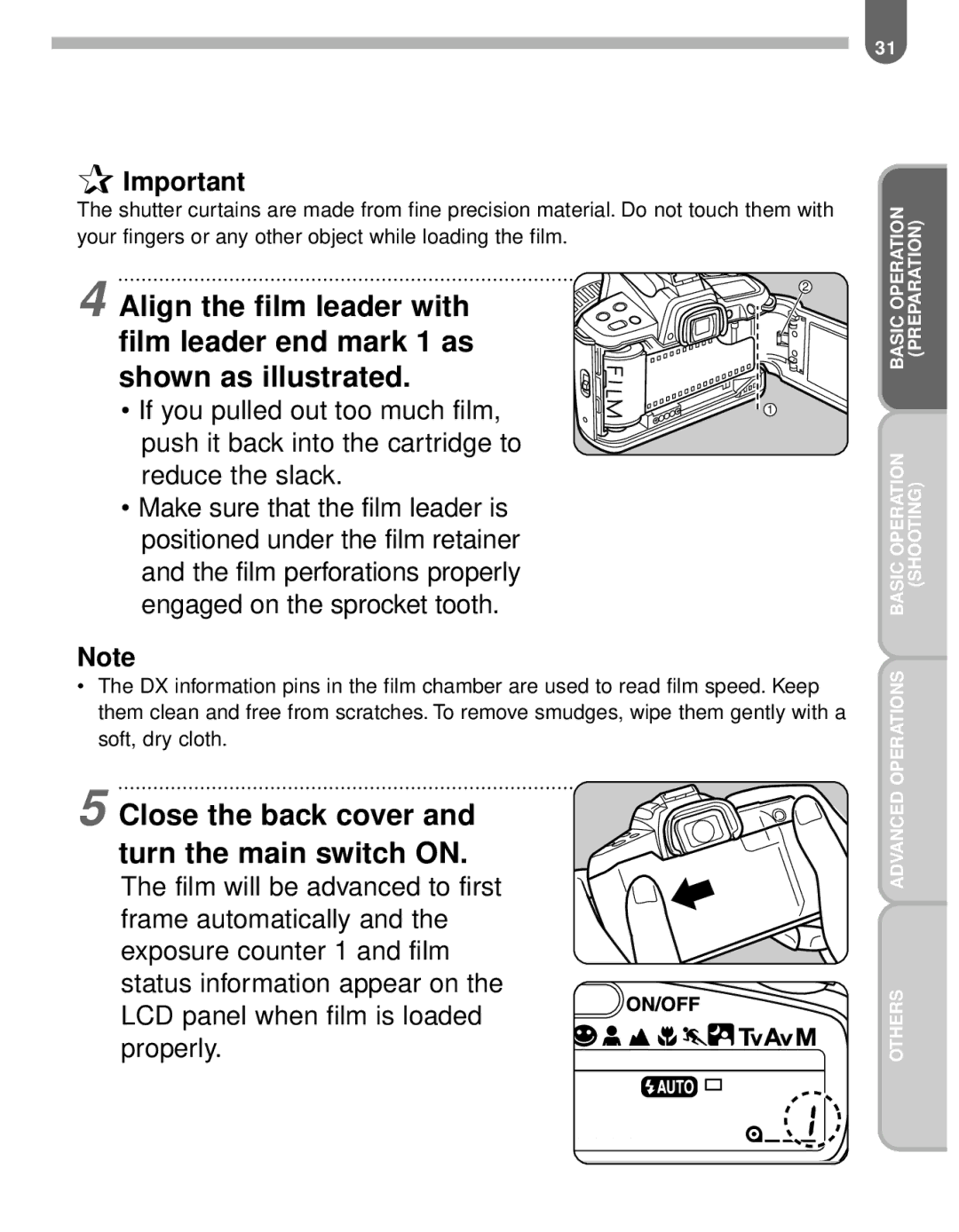 Pentax MZ-60 manual Close the back cover and turn the main switch on 