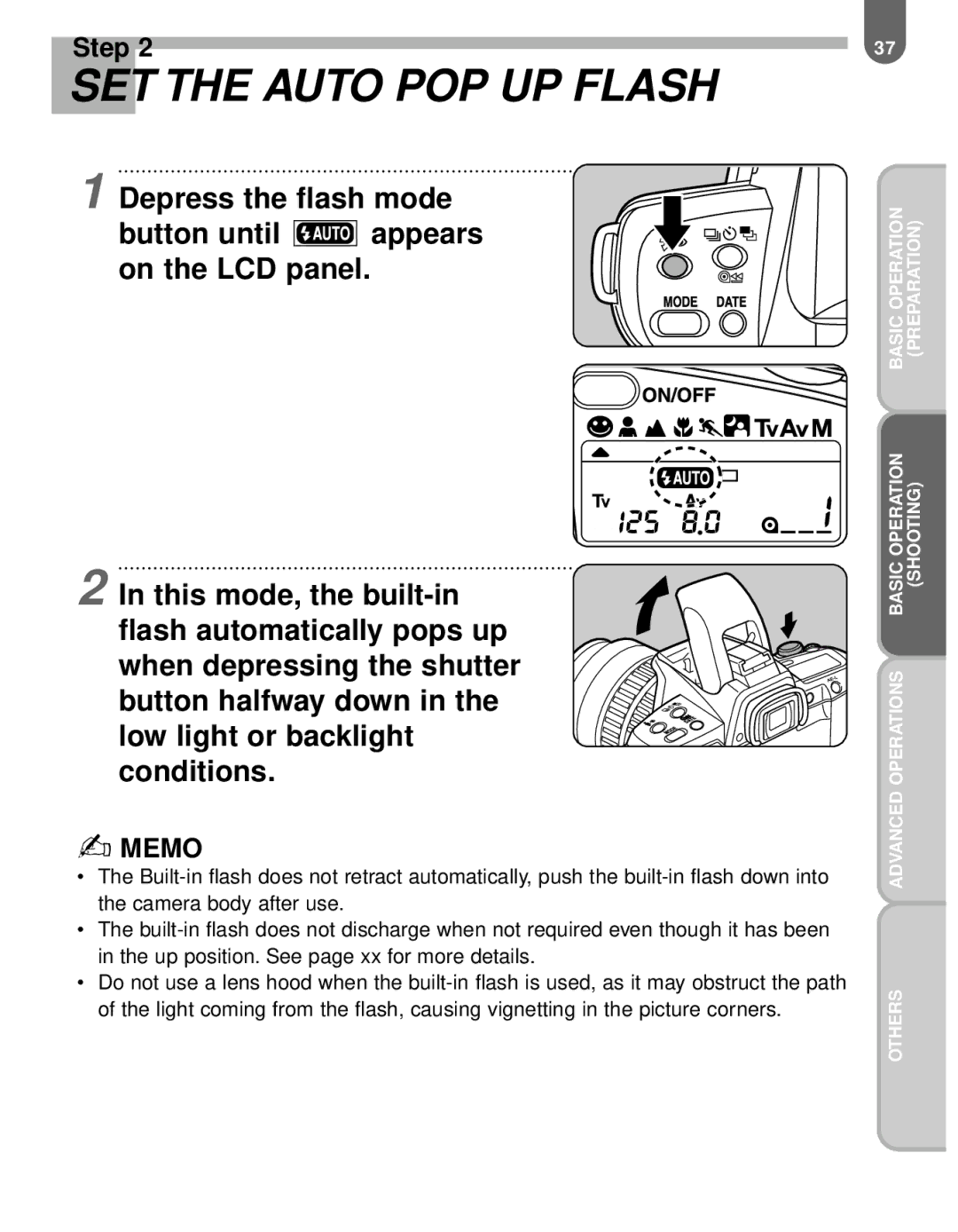 Pentax MZ-60 manual SET the Auto POP UP Flash 