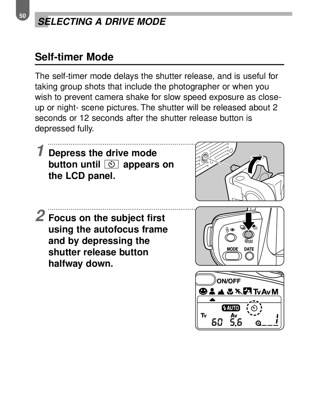 Pentax MZ-60 manual Self-timer Mode 