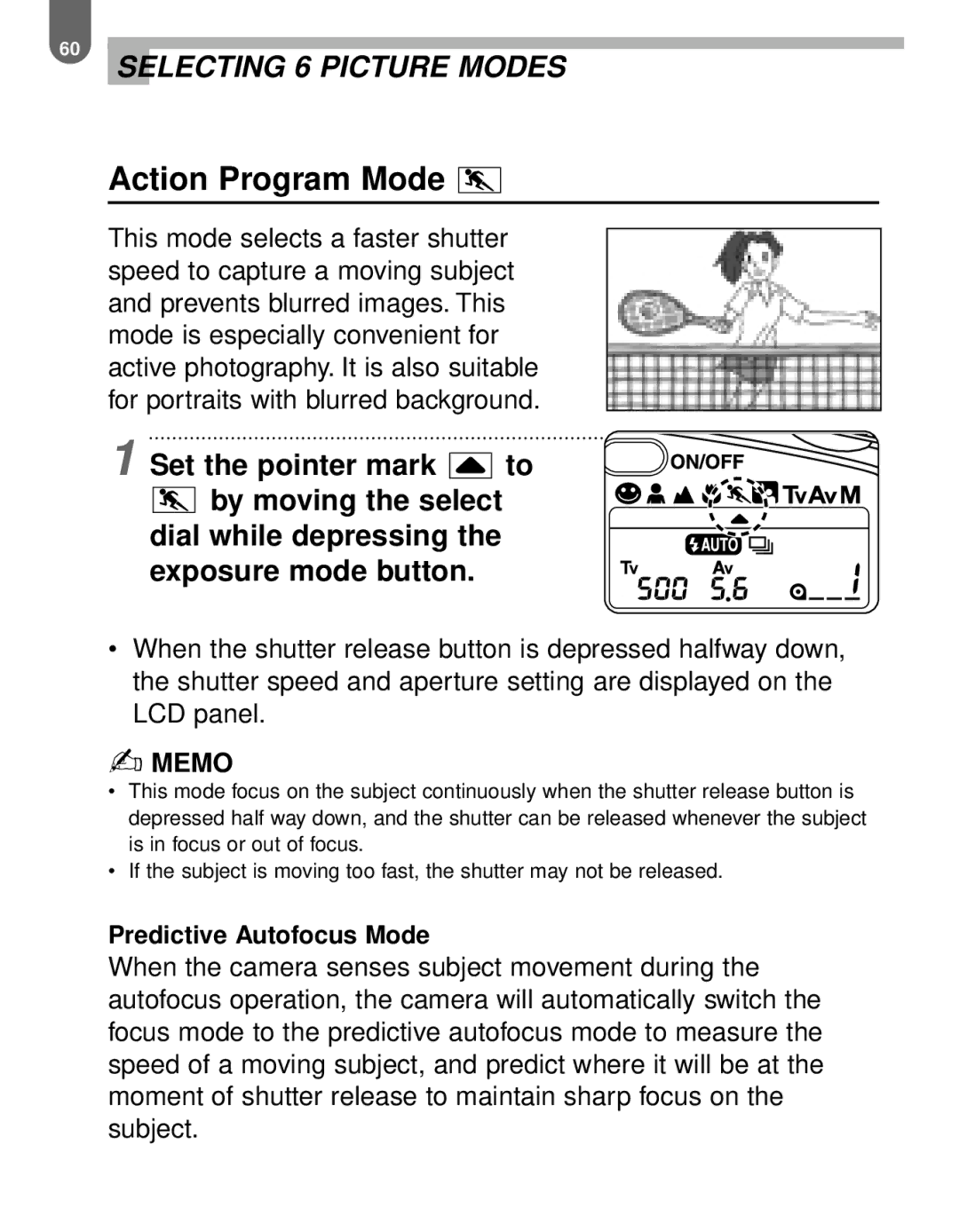 Pentax MZ-60 manual Action Program Mode 