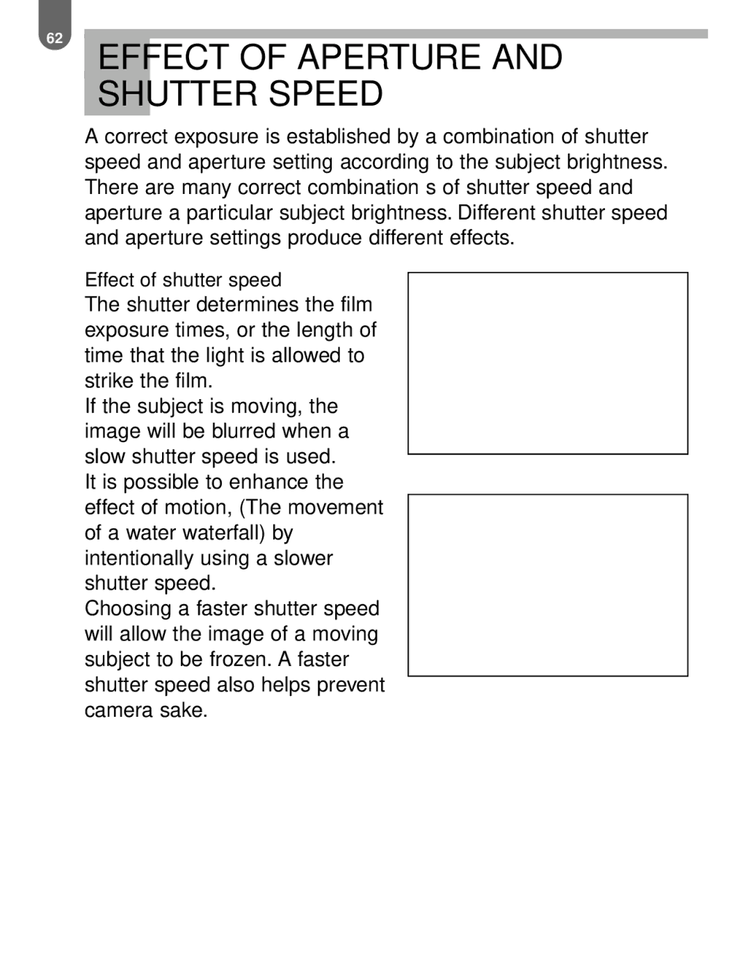 Pentax MZ-60 manual Effect of Aperture and Shutter Speed 