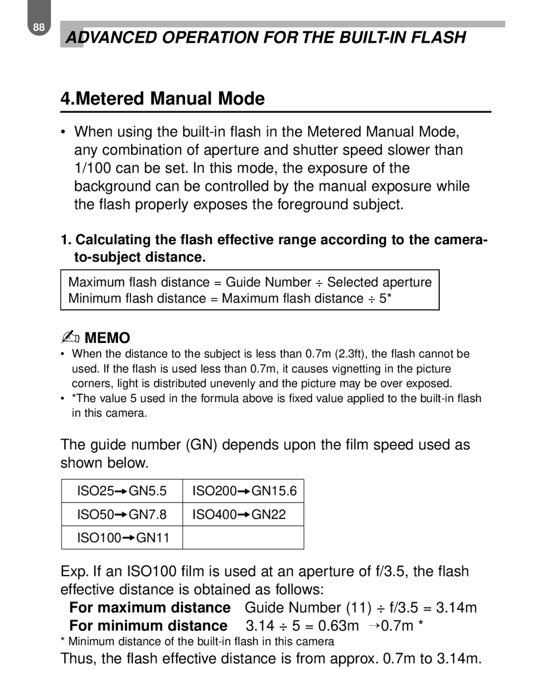 Pentax MZ-60 manual Advanced Operation for the BUILT-IN Flash 