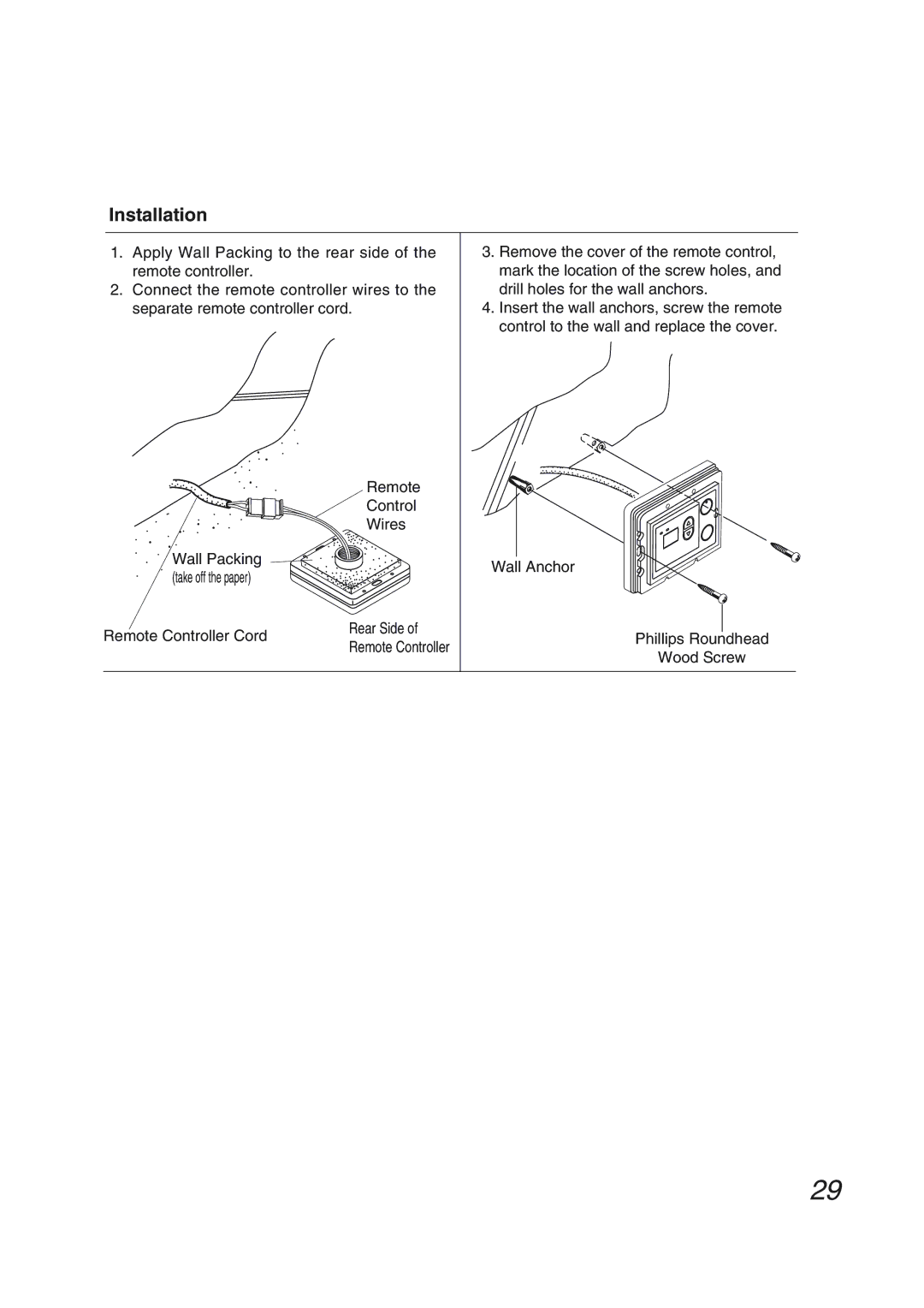 Pentax N-0751M-OD installation manual Installation, Remote Controller Cord Rear Side 