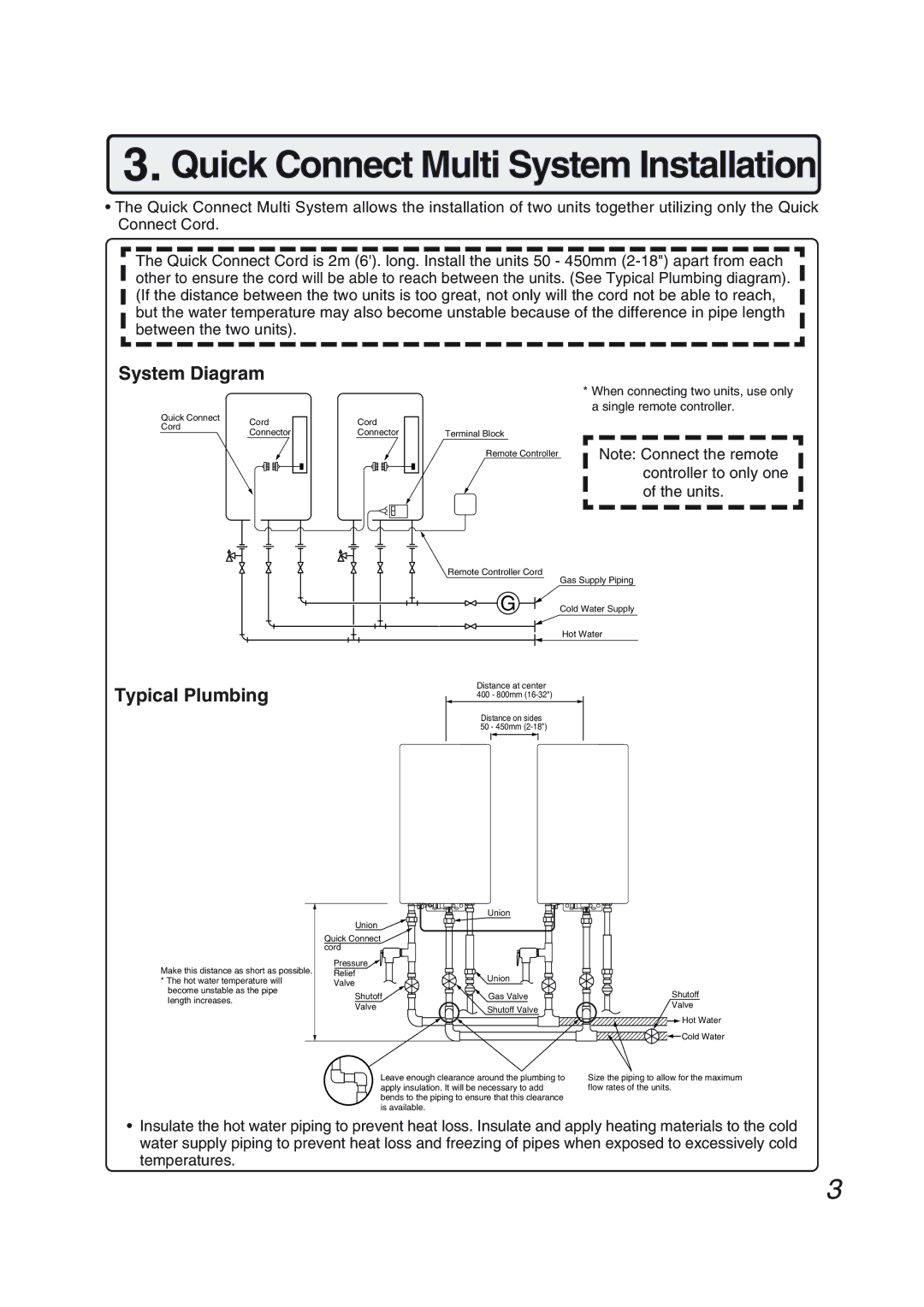 Pentax N-0751M-OD installation manual System Diagram, Typical Plumbing, Controller to only one, Units 