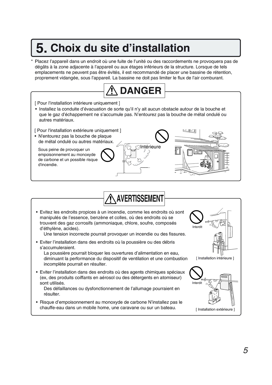 Pentax N-0751M-OD installation manual Choix du site d’installation 