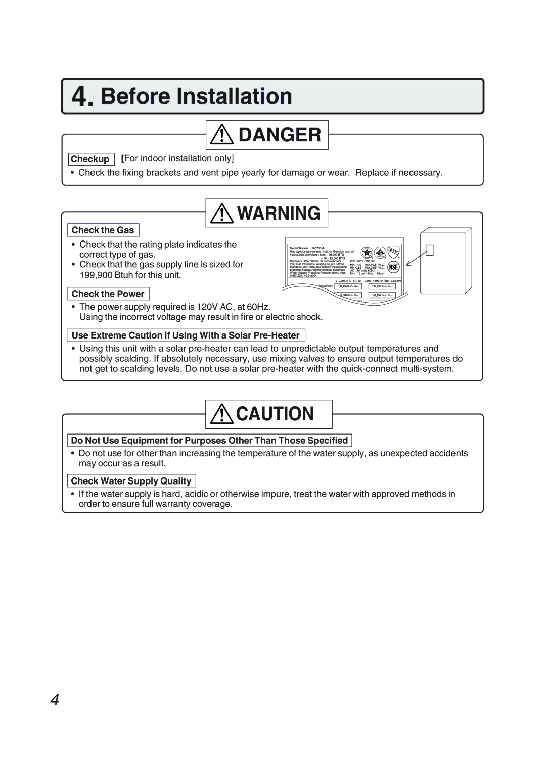 Pentax N-0751M-OD installation manual Before Installation 